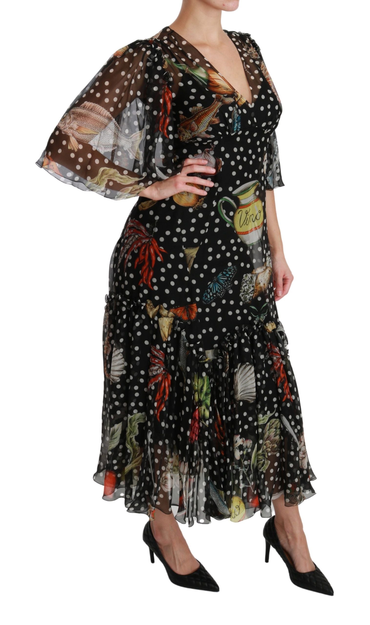 Dolce &amp; Gabbana Elegantes, plissiertes Maxikleid aus Seide in A-Linie