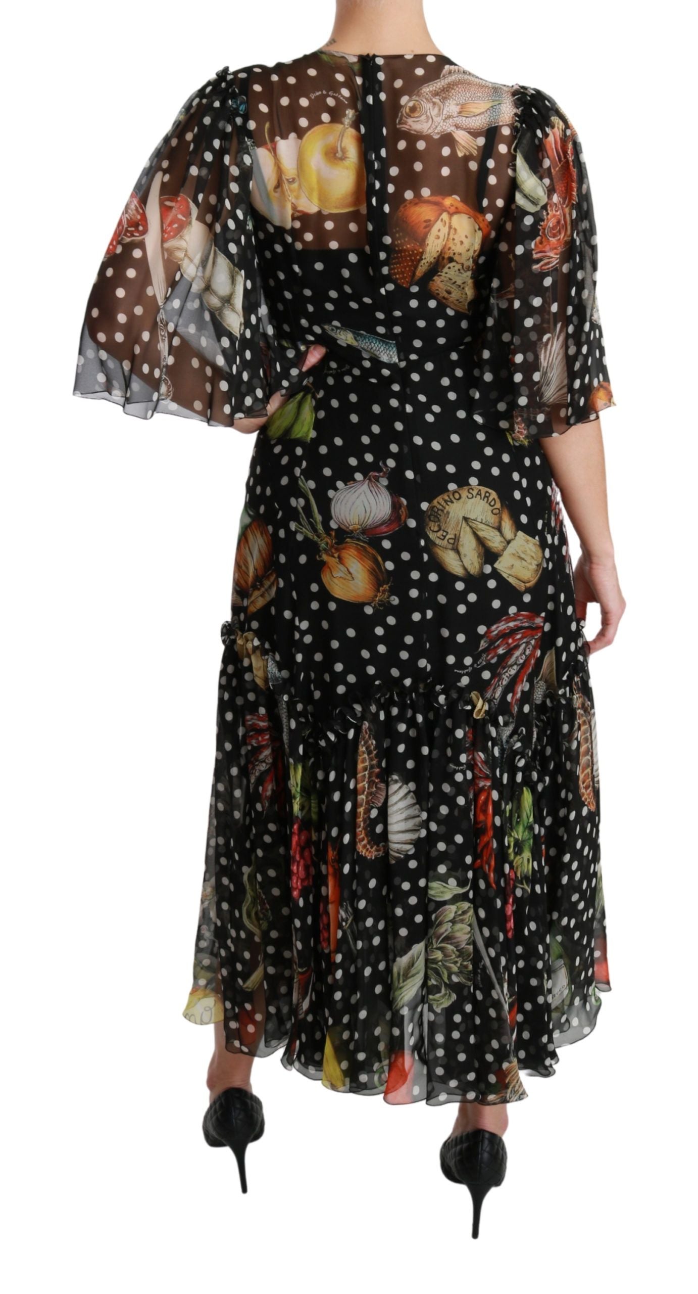 Rochie maxi elegantă din mătase plisată, Dolce &amp; Gabbana, cu model A