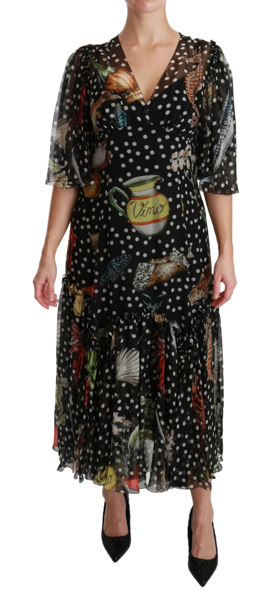 Dolce &amp; Gabbana Elegantes, plissiertes Maxikleid aus Seide in A-Linie