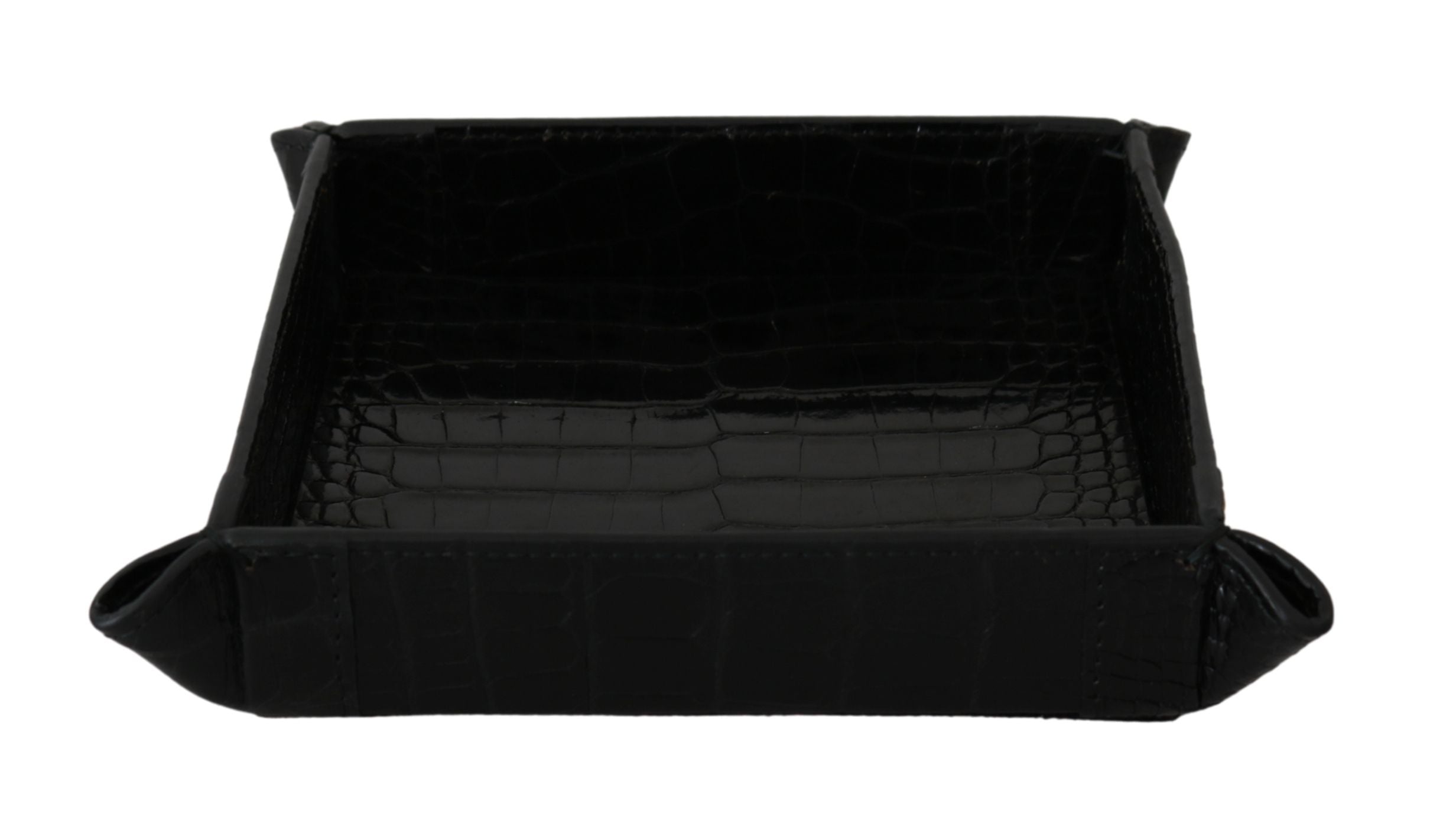 Dolce &amp; Gabbana Elegant Black Exotic Skin - Tavă de intrare elegantă neagră
