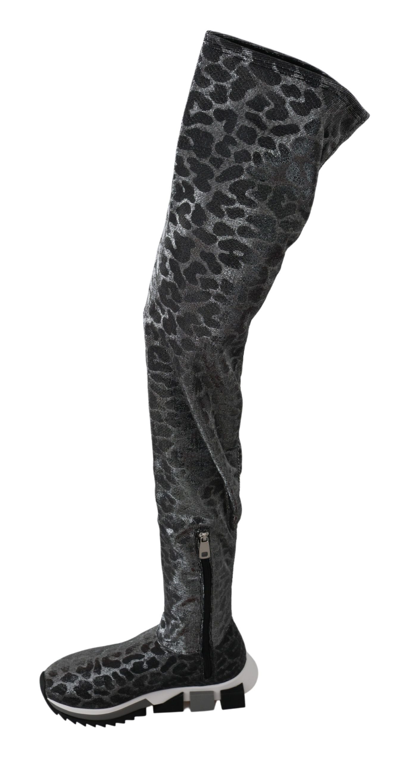 Dolce &amp; Gabbana Elegante Leoparden-Booties über dem Knie