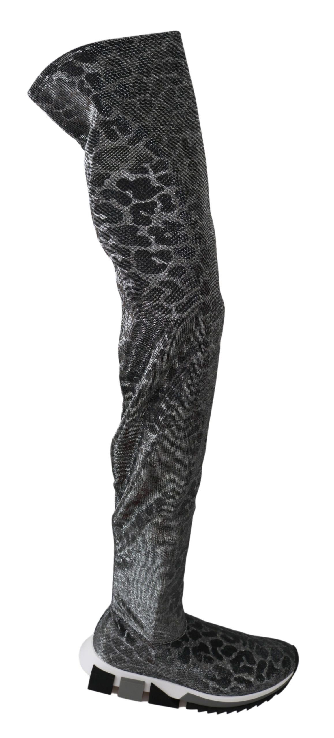 Dolce &amp; Gabbana Elegante Leoparden-Booties über dem Knie