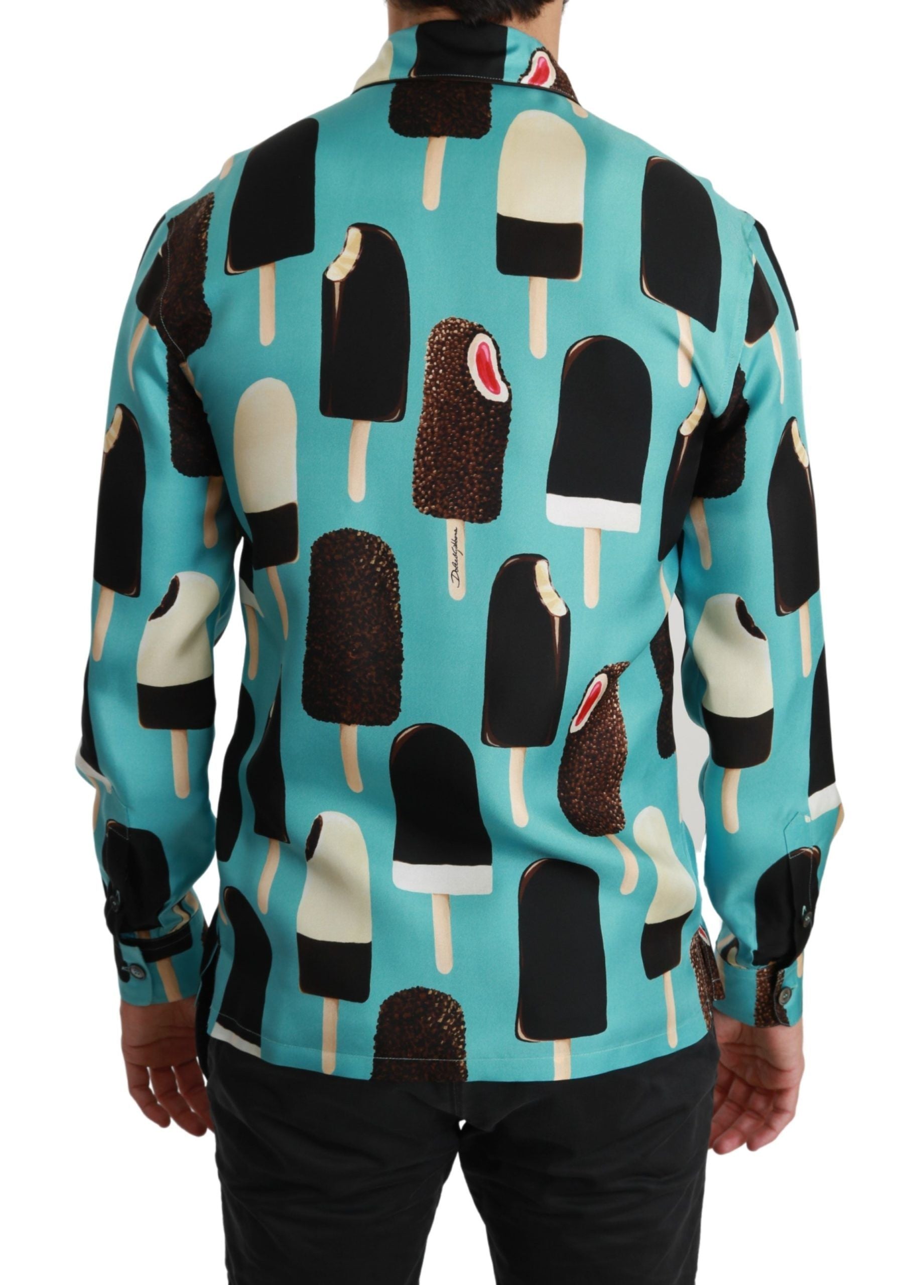 Dolce &amp; Gabbana – Exklusives Hemd aus Seidenmischung mit Eiscreme-Print