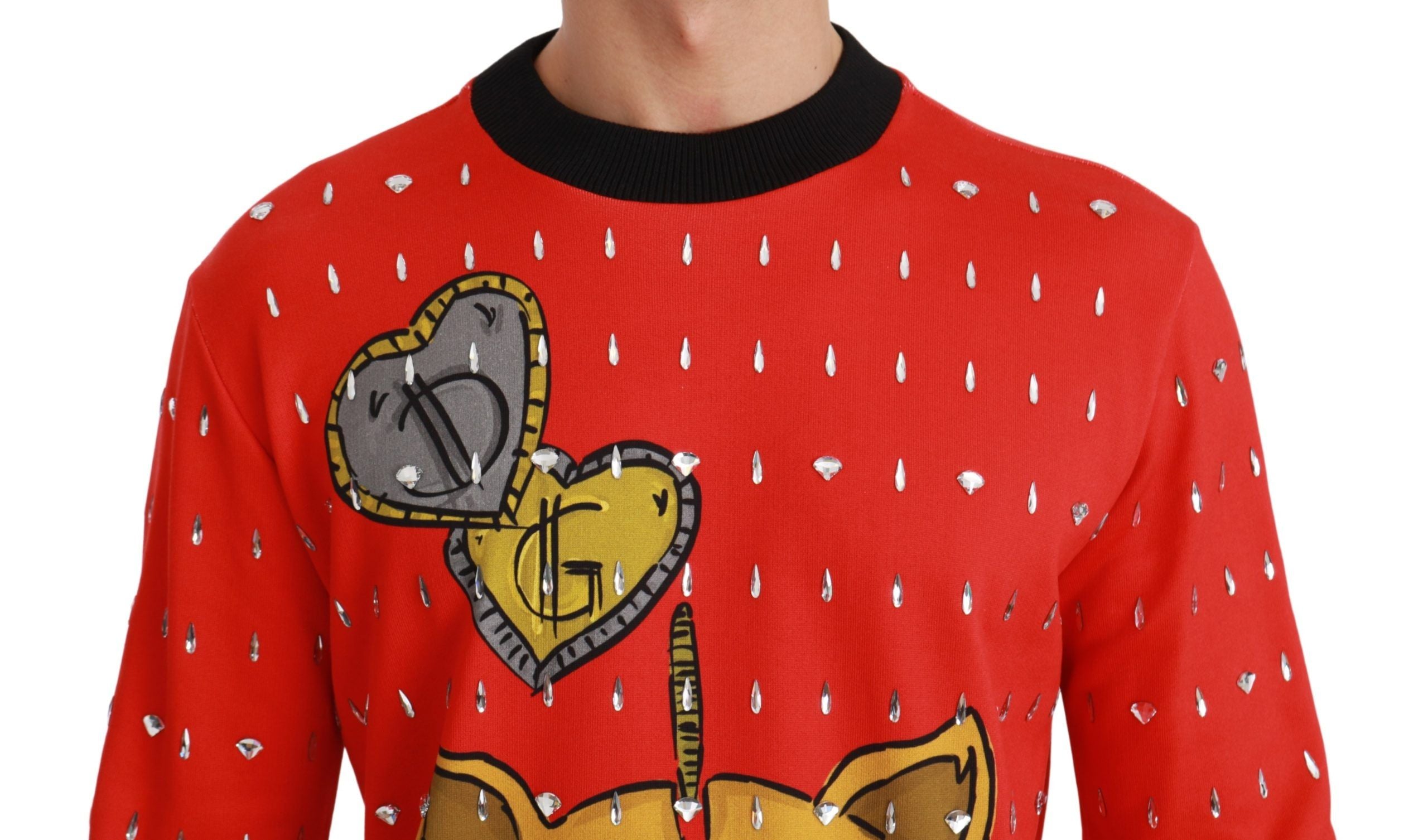 Dolce &amp; Gabbana Eleganter roter Pullover mit Kristallverzierung