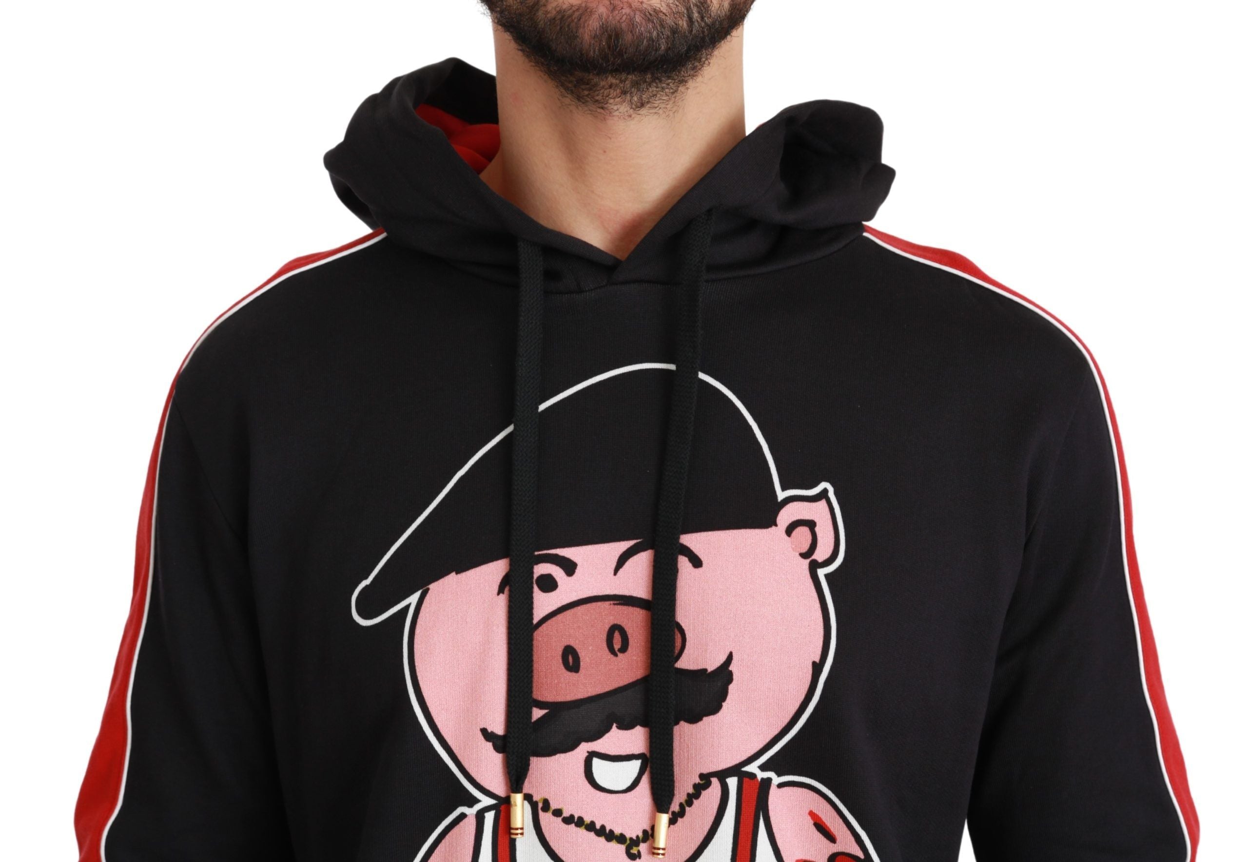 Dolce &amp; Gabbana Eleganter schwarzer Kapuzenpullover mit mehrfarbigem Motiv