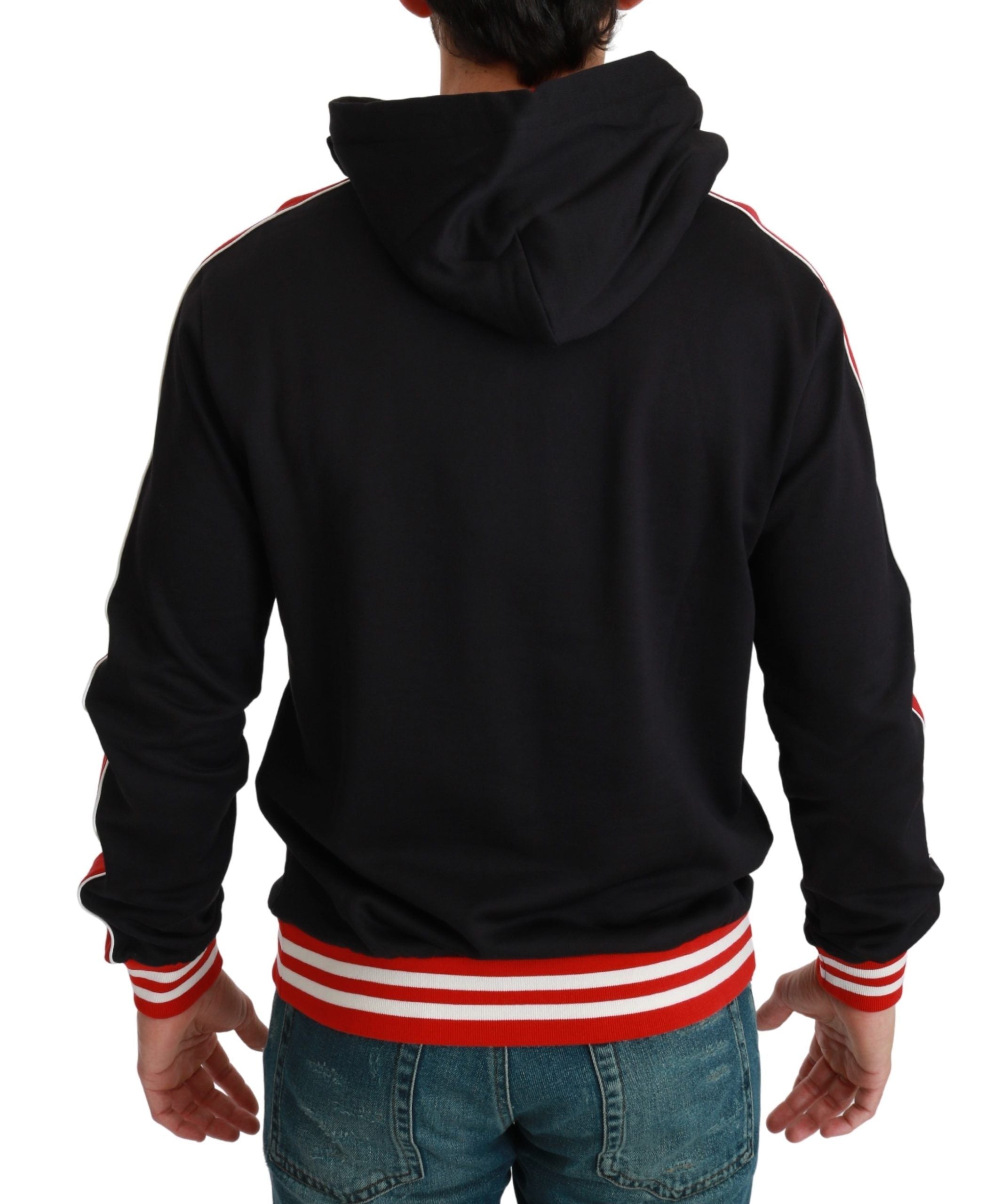 Dolce &amp; Gabbana Eleganter schwarzer Kapuzenpullover mit mehrfarbigem Motiv