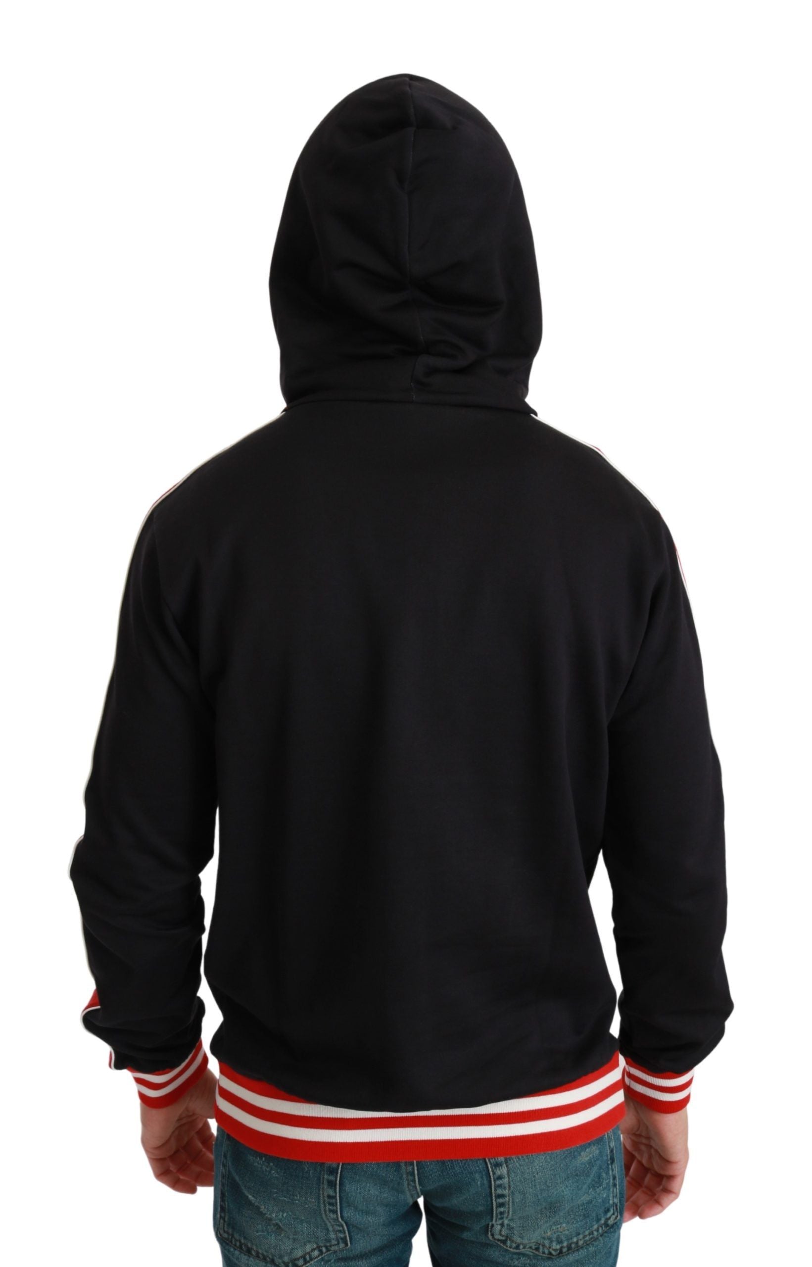 Dolce &amp; Gabbana Eleganter schwarzer Kapuzenpullover mit mehrfarbigem Motiv