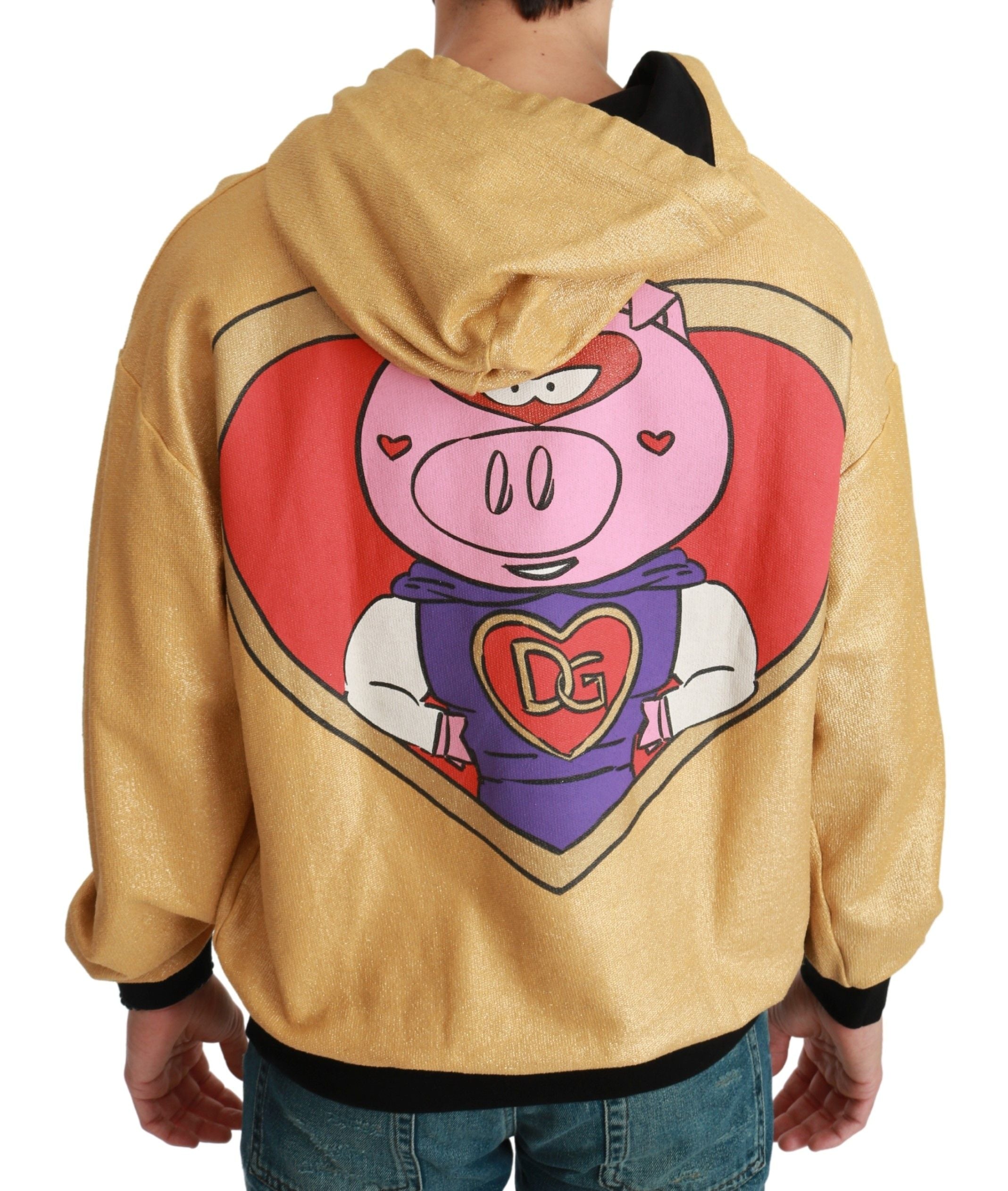 Dolce &amp; Gabbana Exquisiter goldener Baumwollpullover mit Kapuze