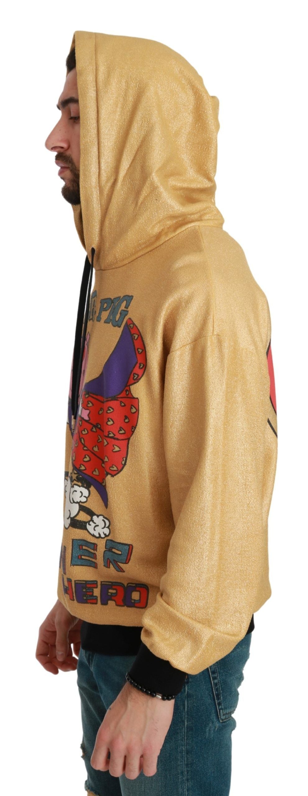 Dolce &amp; Gabbana Exquisiter goldener Baumwollpullover mit Kapuze