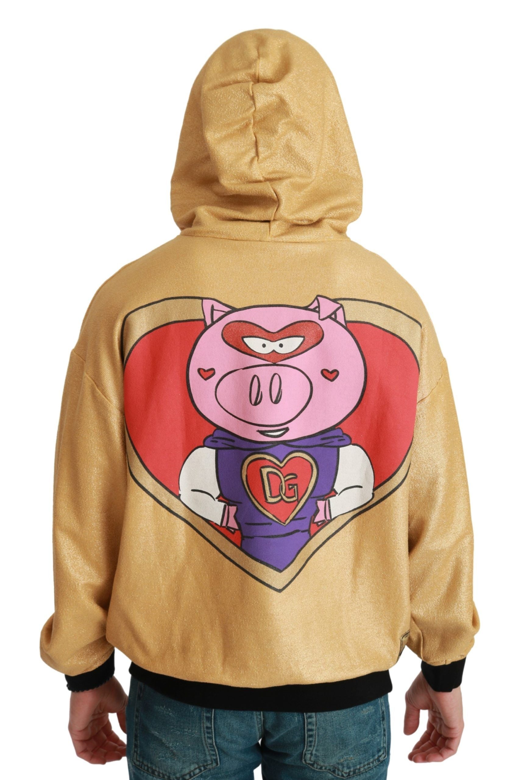 Dolce &amp; Gabbana Exquisiter goldener Baumwollpullover mit Kapuze