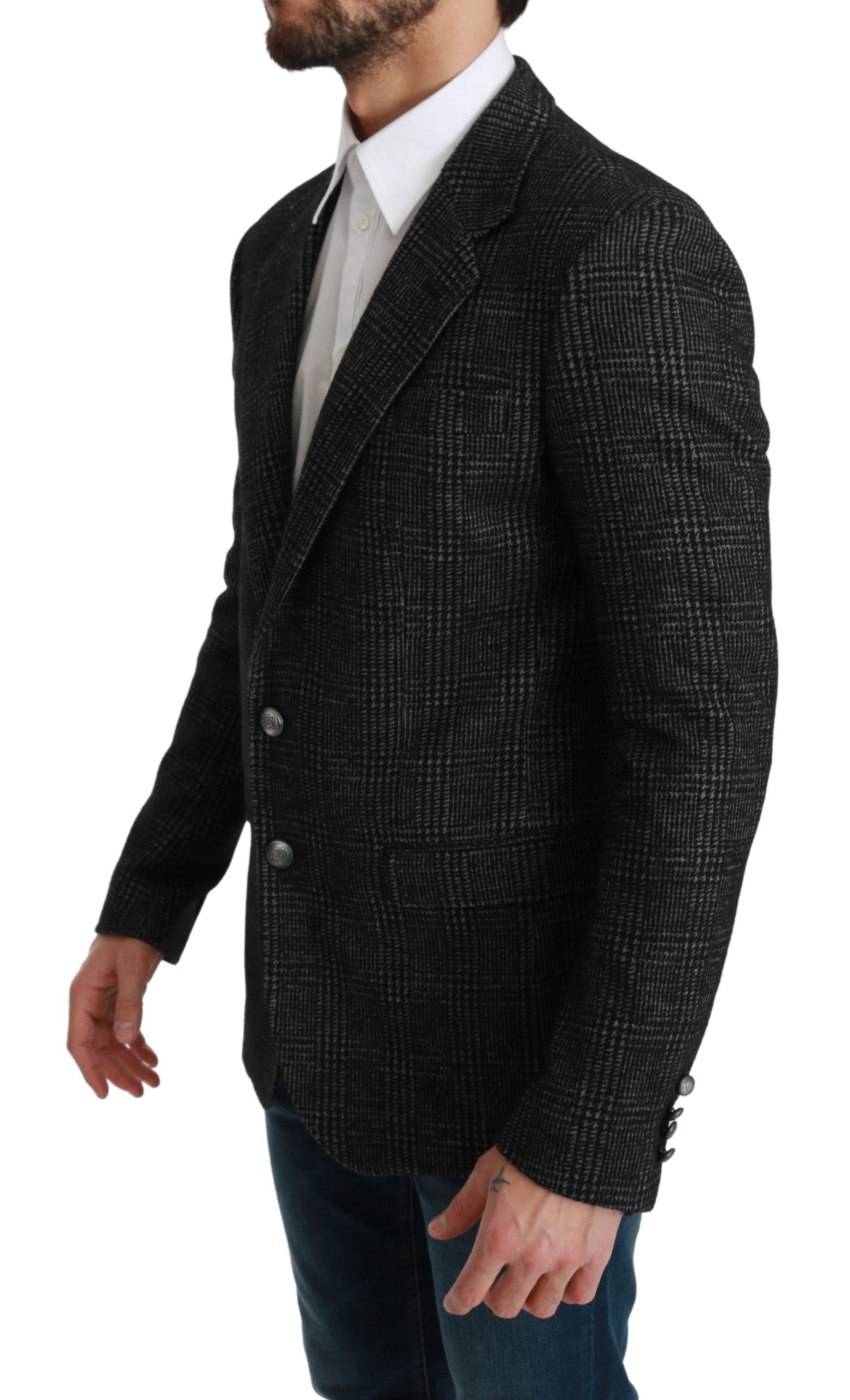 Dolce &amp; Gabbana Eleganter grau karierter Slim Fit Blazer