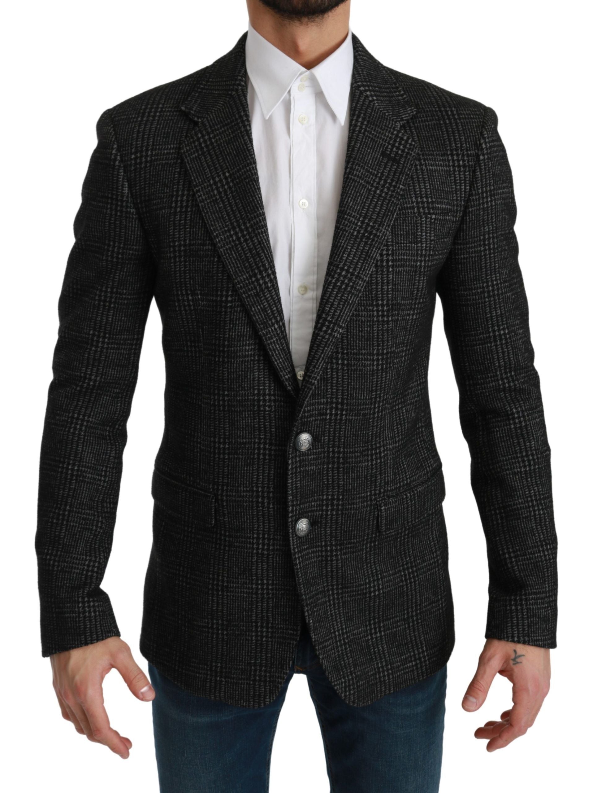 Dolce &amp; Gabbana Eleganter grau karierter Slim Fit Blazer
