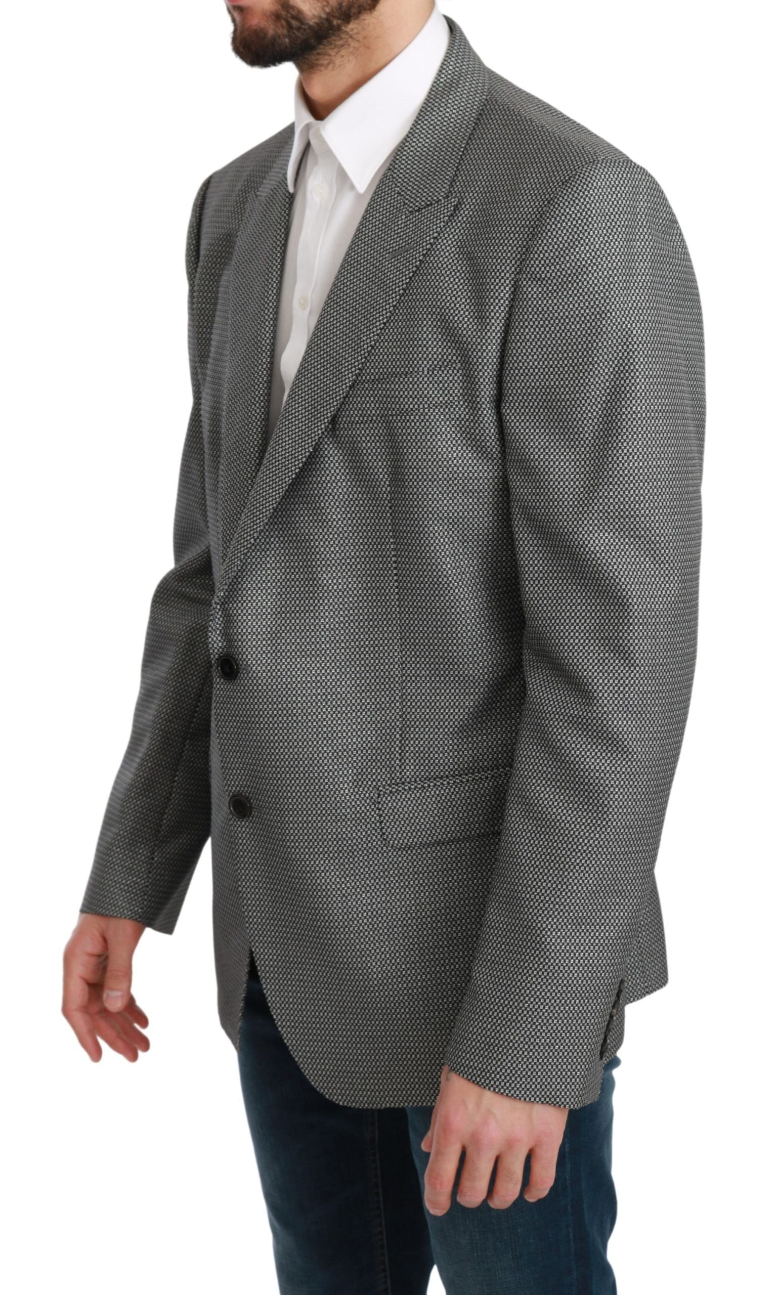 Dolce &amp; Gabbana Eleganter Slim Fit Blazer mit grauem Fantasiemuster