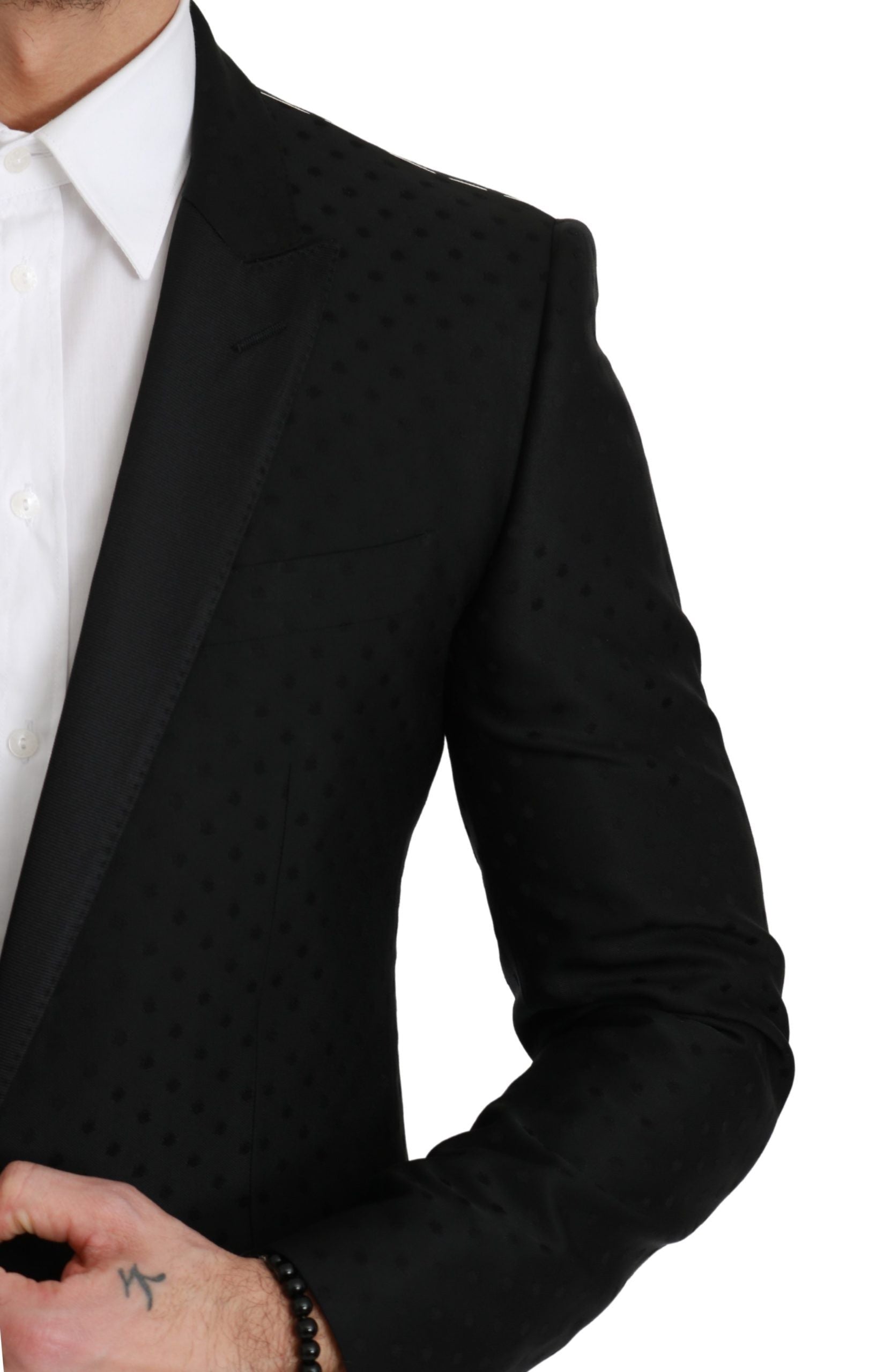 Dolce &amp; Gabbana – Eleganter Blazer aus schwarzer Wollmischung mit Punkten