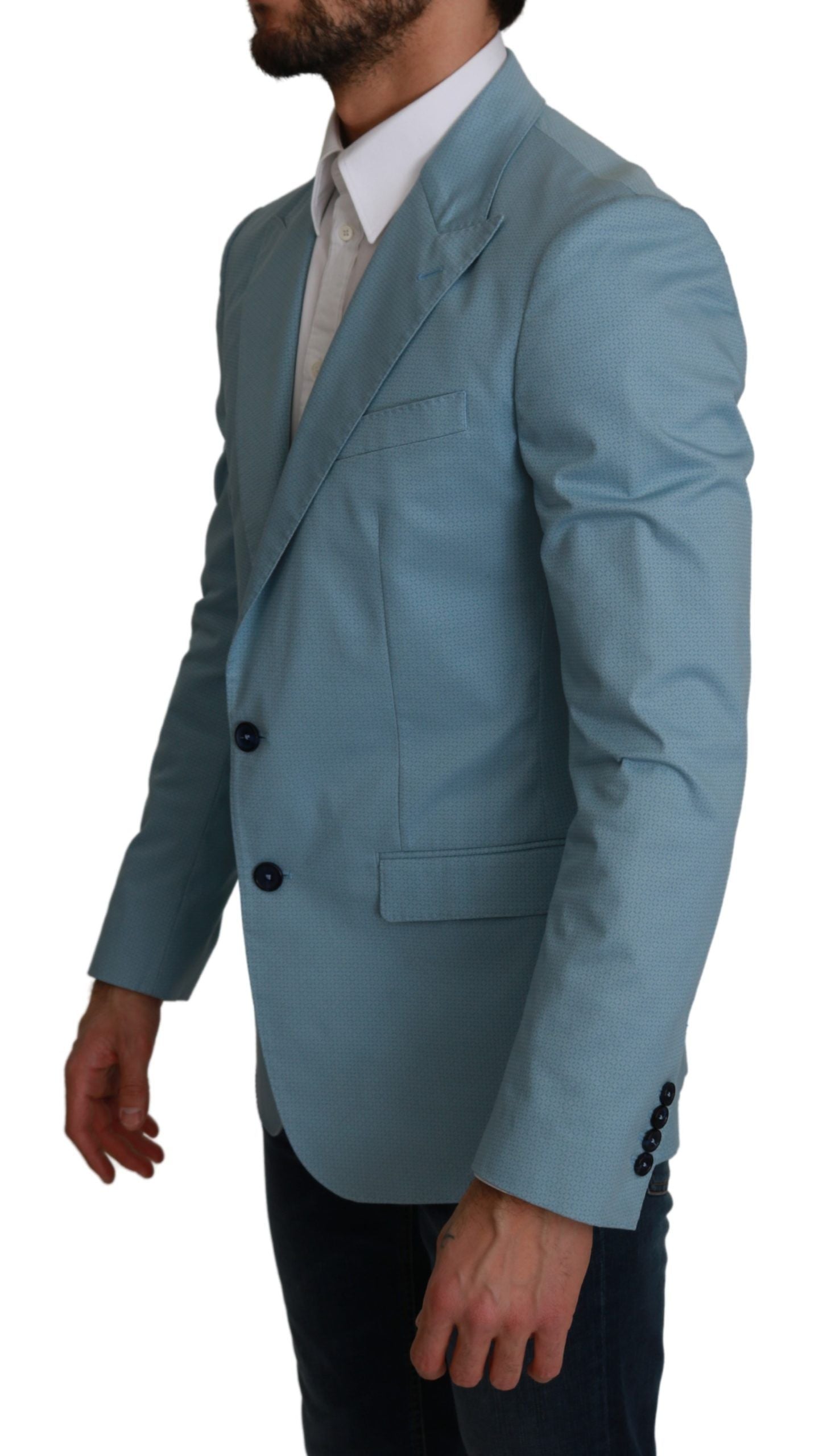 Dolce &amp; Gabbana Eleganter blauer Blazer mit Fantasiemuster