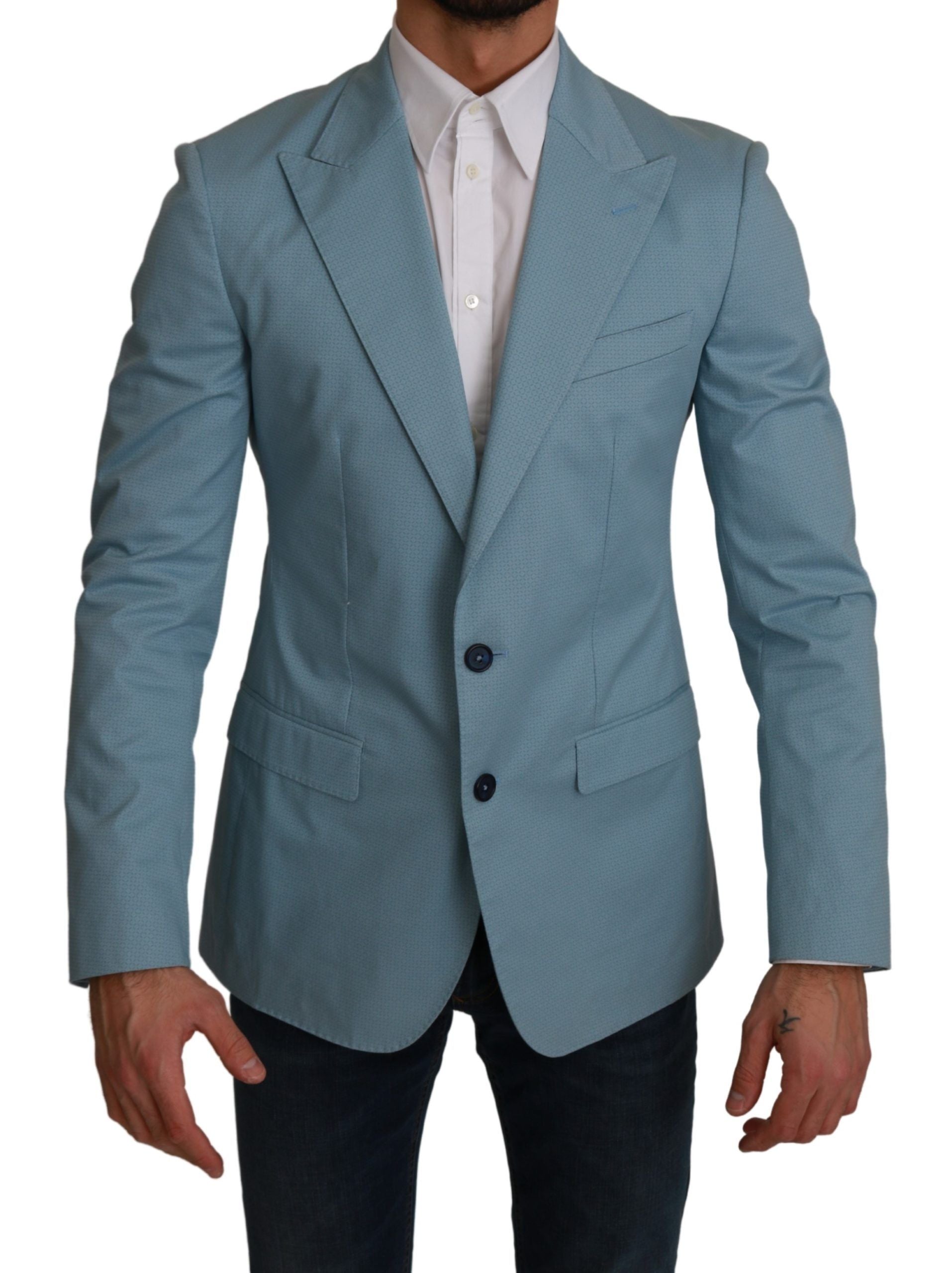 Dolce &amp; Gabbana Eleganter blauer Blazer mit Fantasiemuster