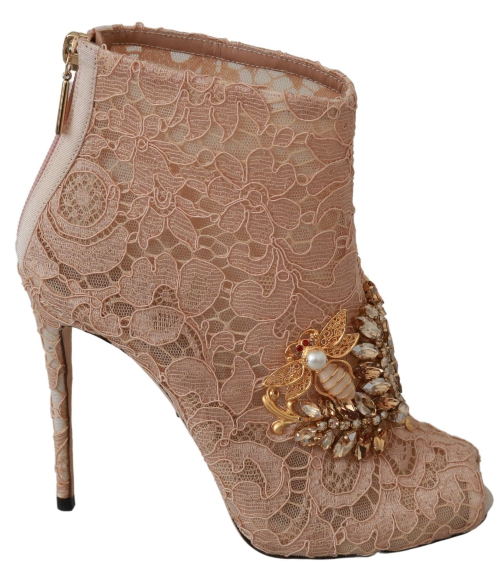 Dolce &amp; Gabbana Elegante Spitzen-Stilettos mit Kristall-Akzenten