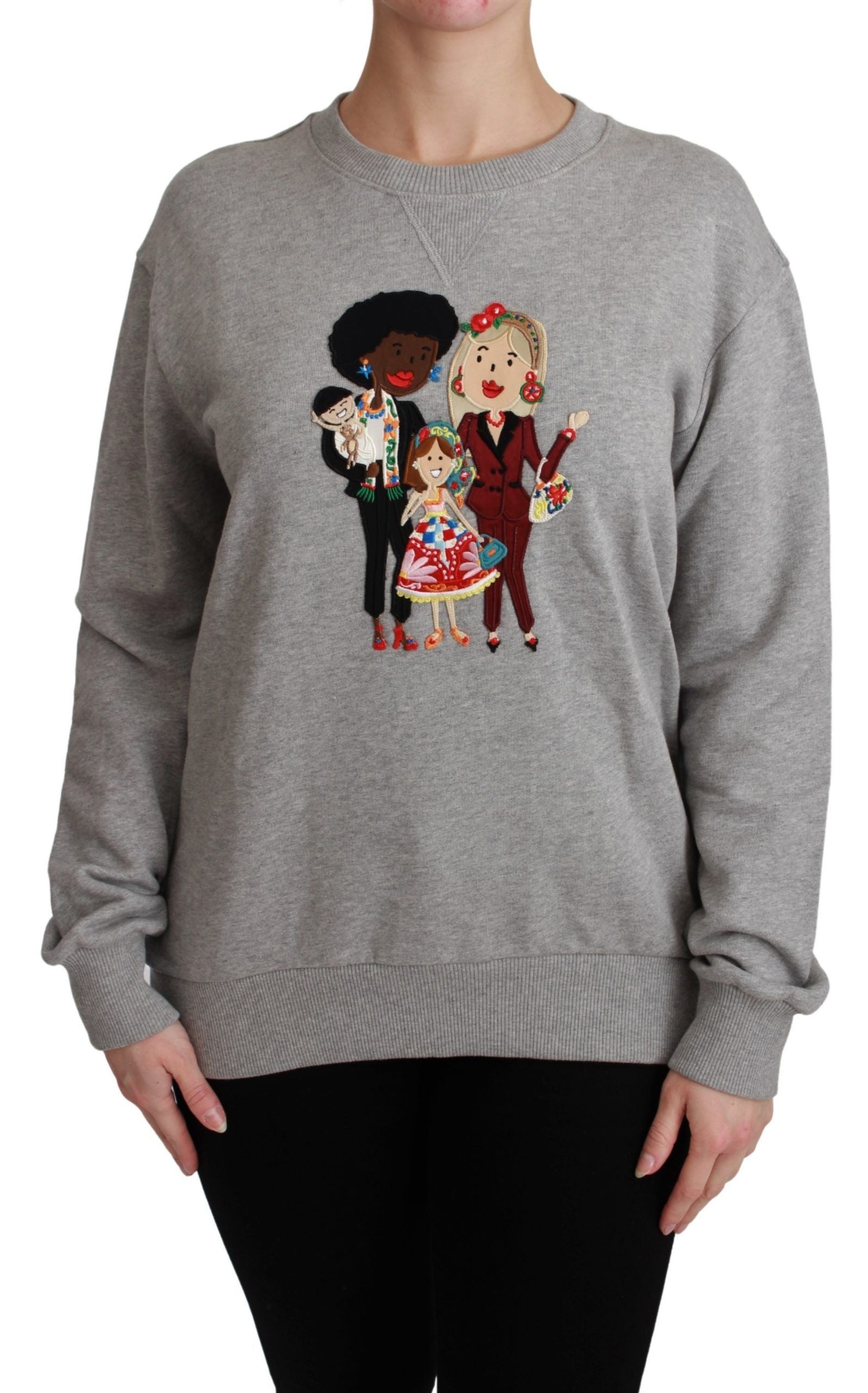Dolce &amp; Gabbana Eleganter mehrfarbiger Pullover mit Rundhalsausschnitt und Stickerei