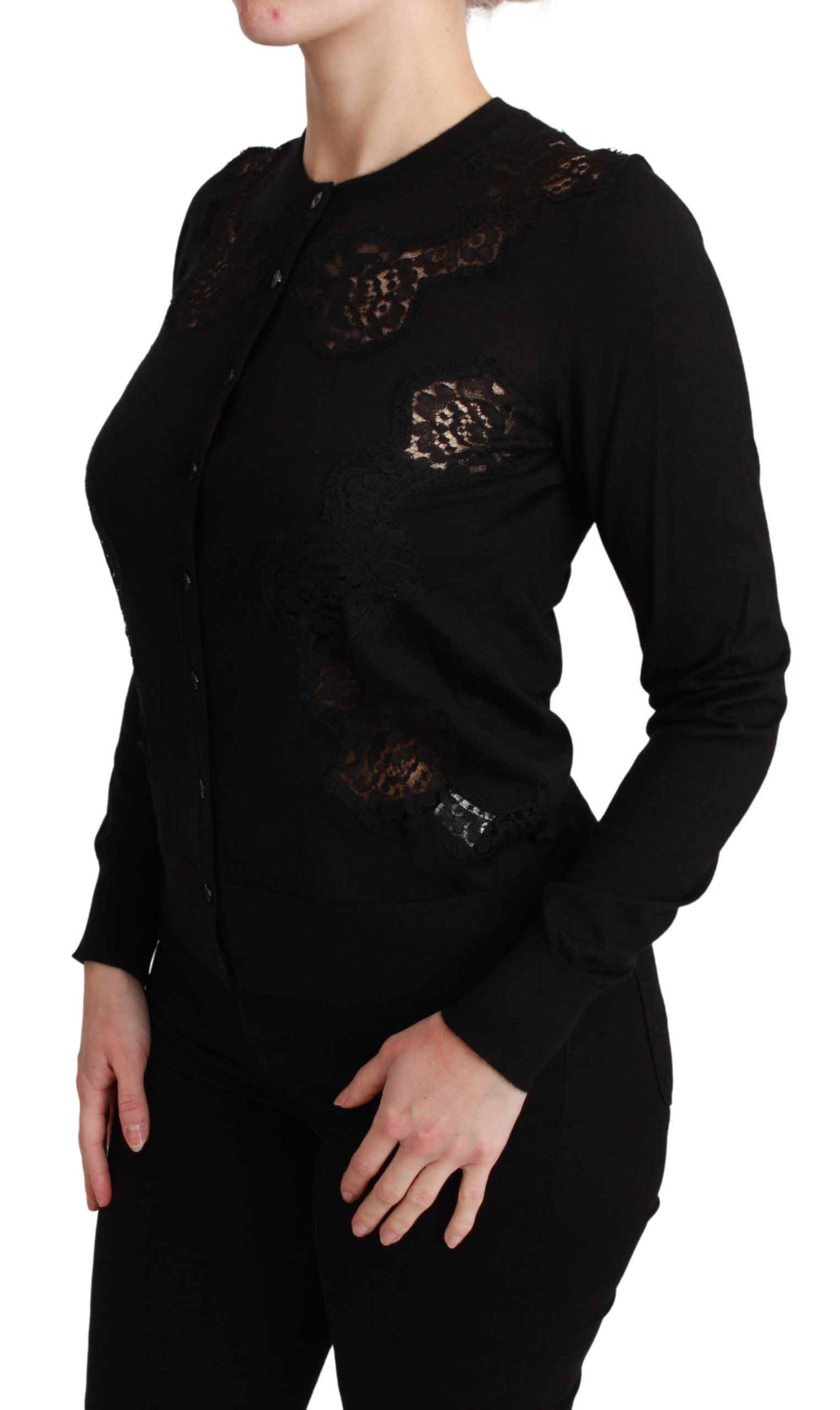 Cardigan elegant din dantelă cu amestec de mătase și cașmir Dolce &amp; Gabbana