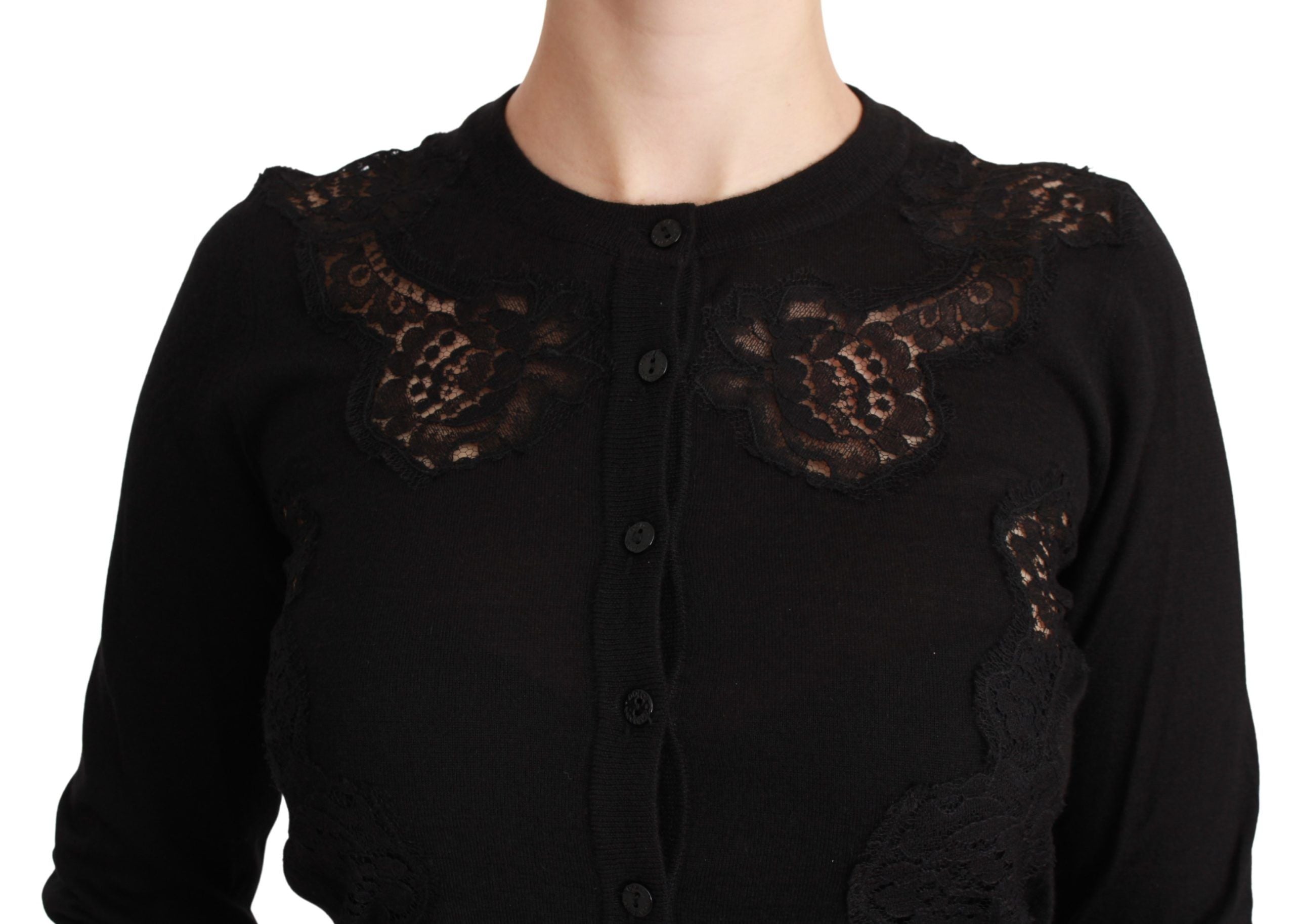 Cardigan elegant din dantelă cu amestec de mătase și cașmir Dolce &amp; Gabbana