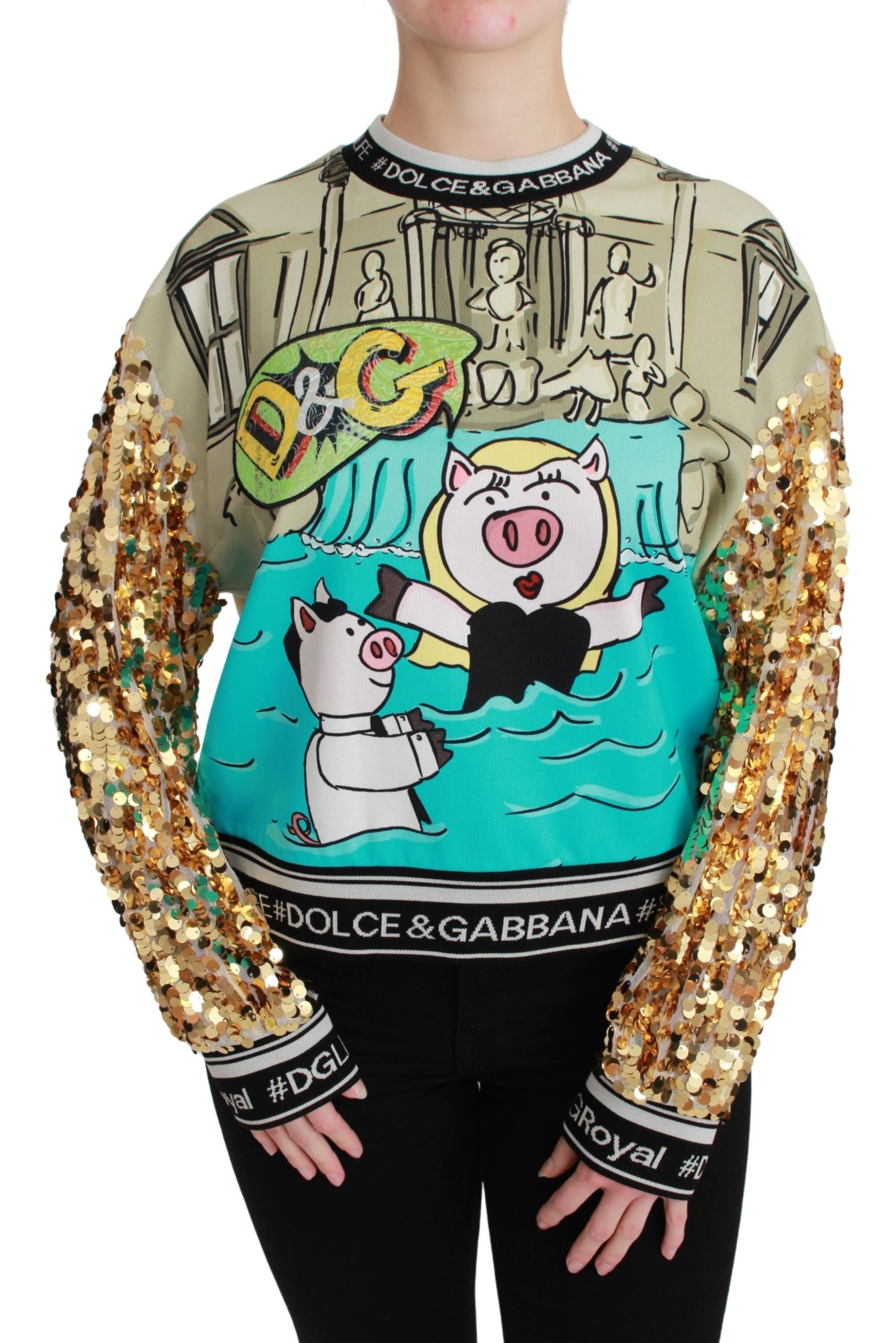 Dolce &amp; Gabbana Chic Pullover mit mehrfarbigem Paillettenmotiv
