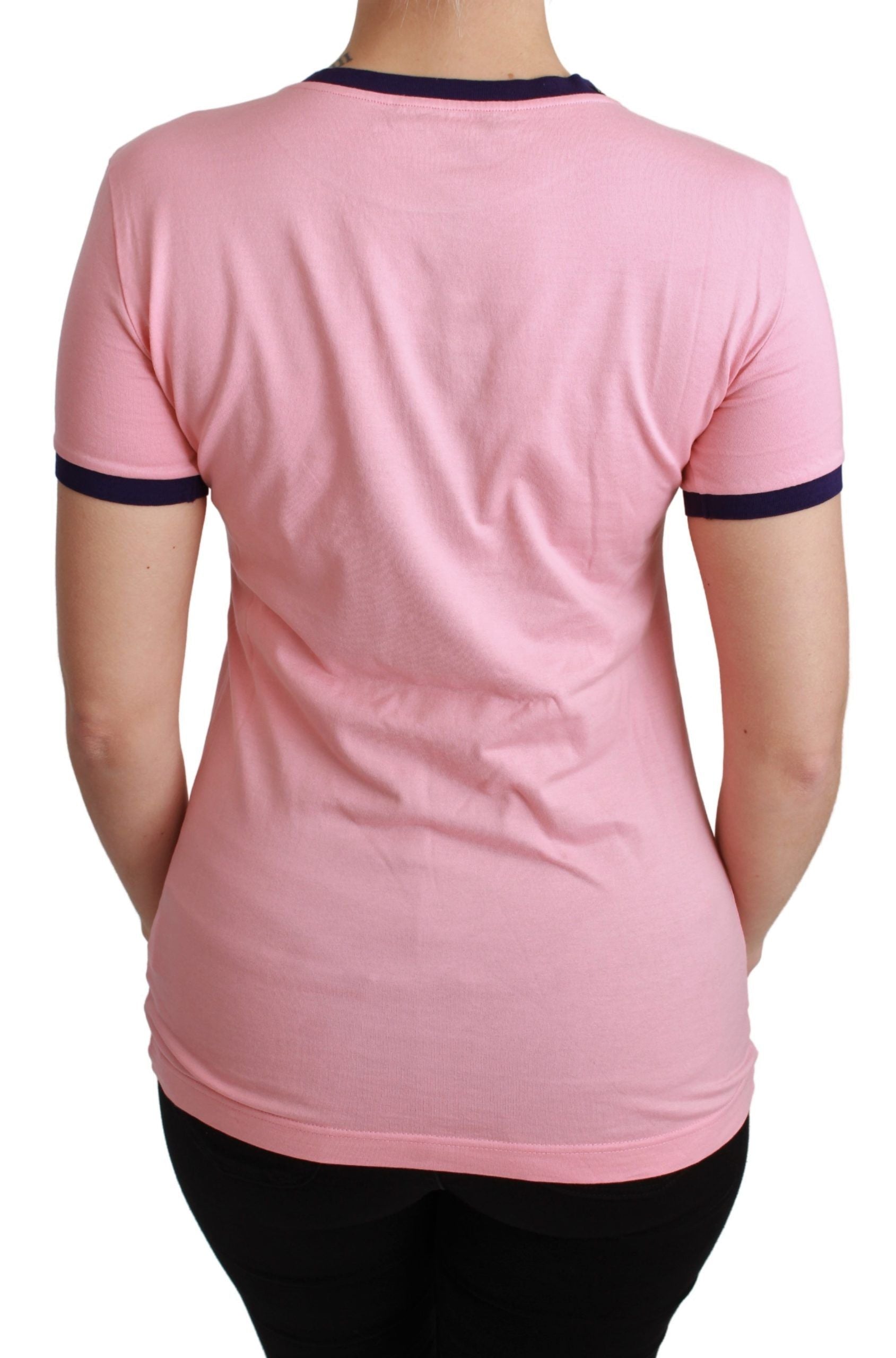 Tricou Dolce &amp; Gabbana roz cu guler rotund și imprimeu Anul porcului