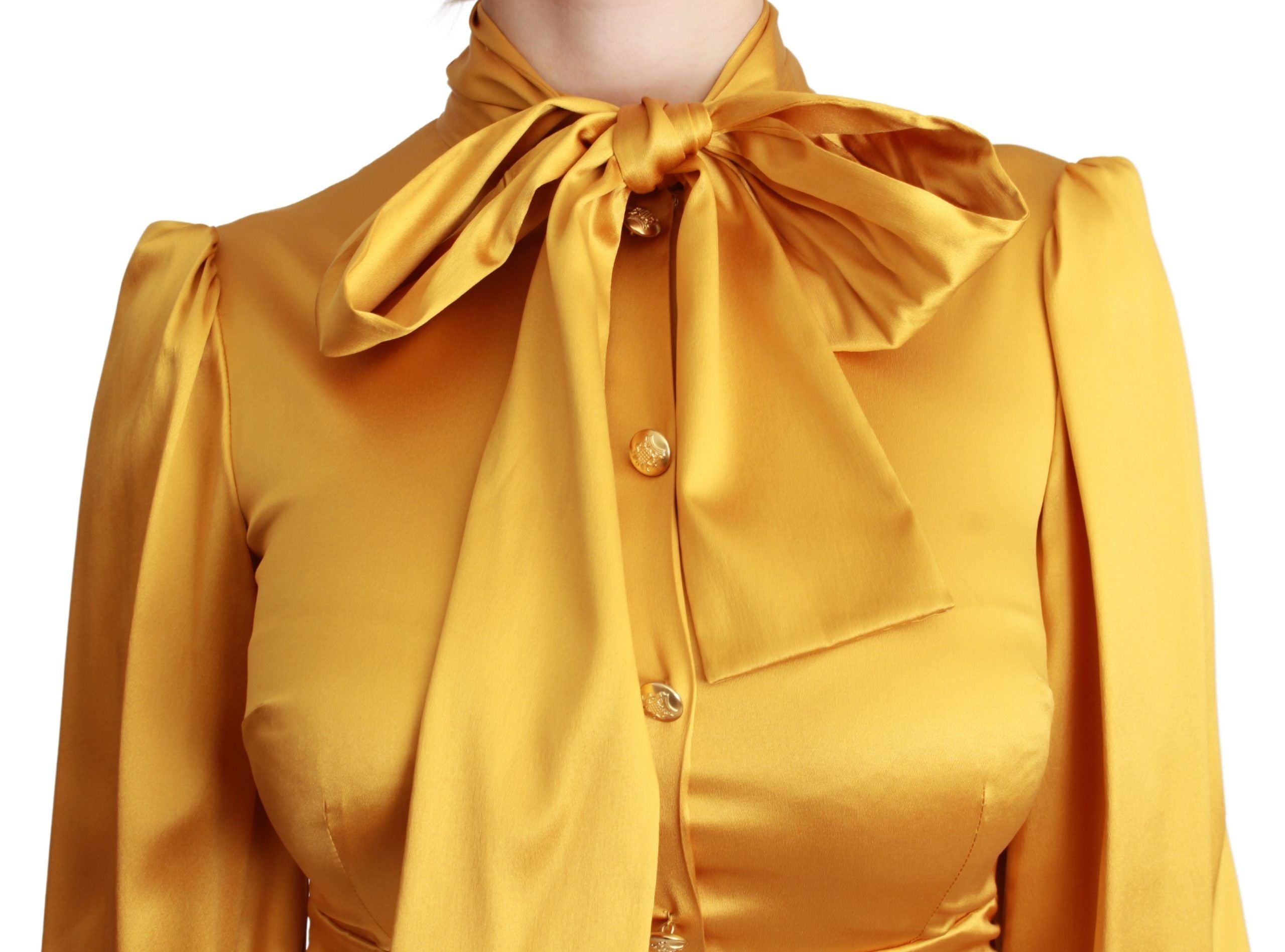 Rochie mini mulată din mătase galbenă radiantă Dolce &amp; Gabbana