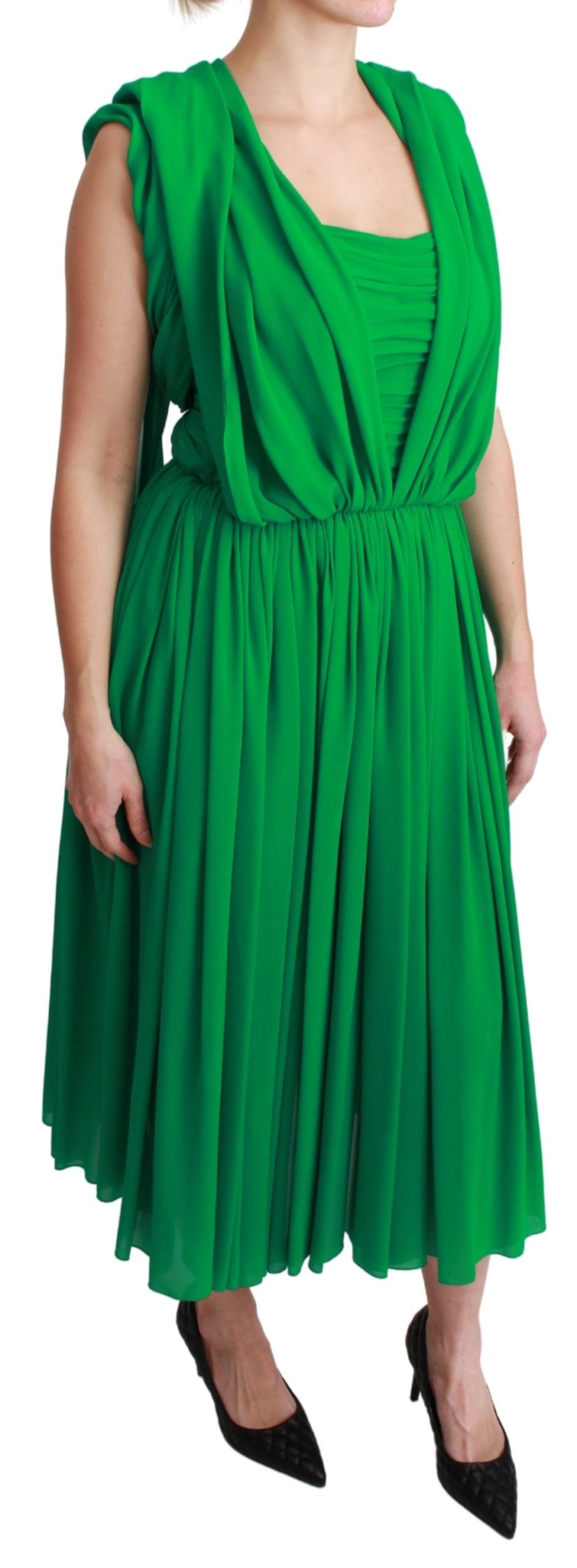 Dolce &amp; Gabbana Elegantes ärmelloses Maxikleid aus plissierter Seide