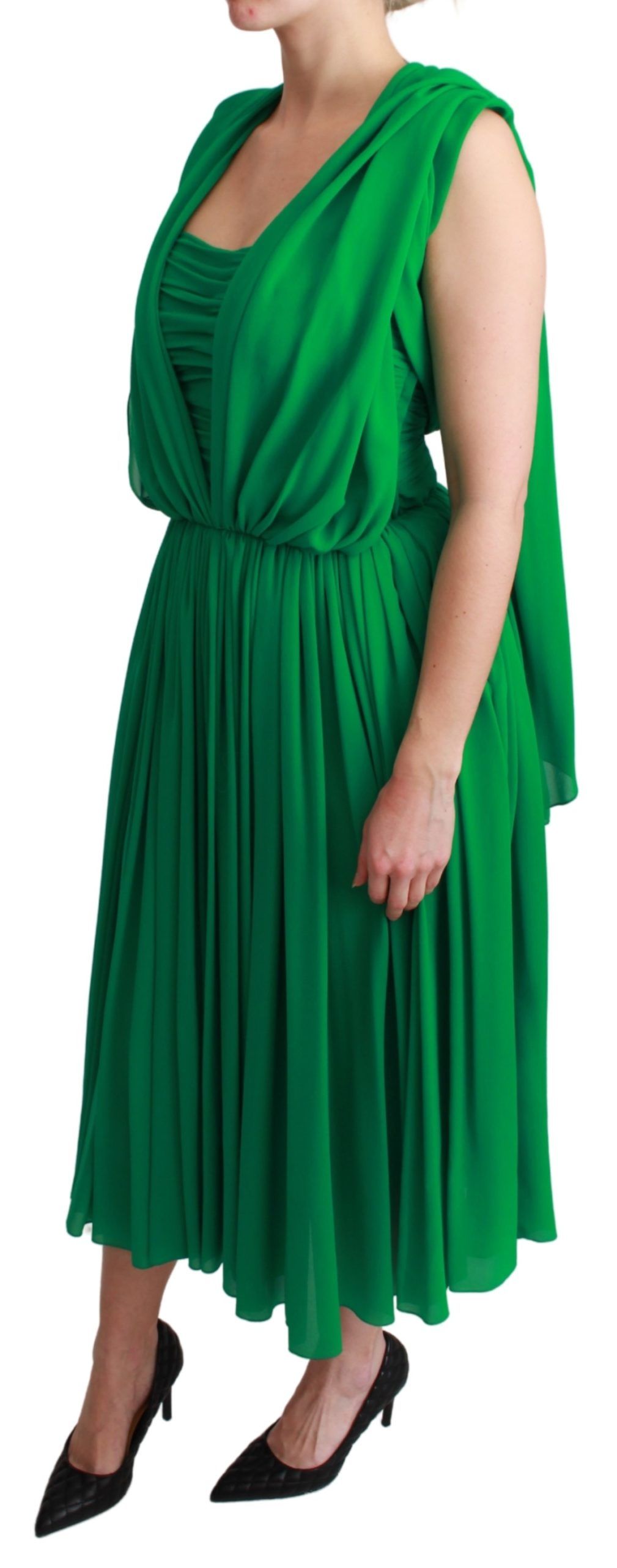 Dolce &amp; Gabbana Elegantes ärmelloses Maxikleid aus plissierter Seide