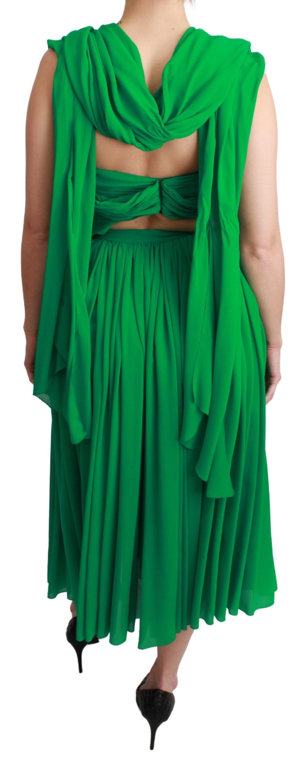 Dolce &amp; Gabbana Elegantes ärmelloses Maxikleid aus plissierter Seide