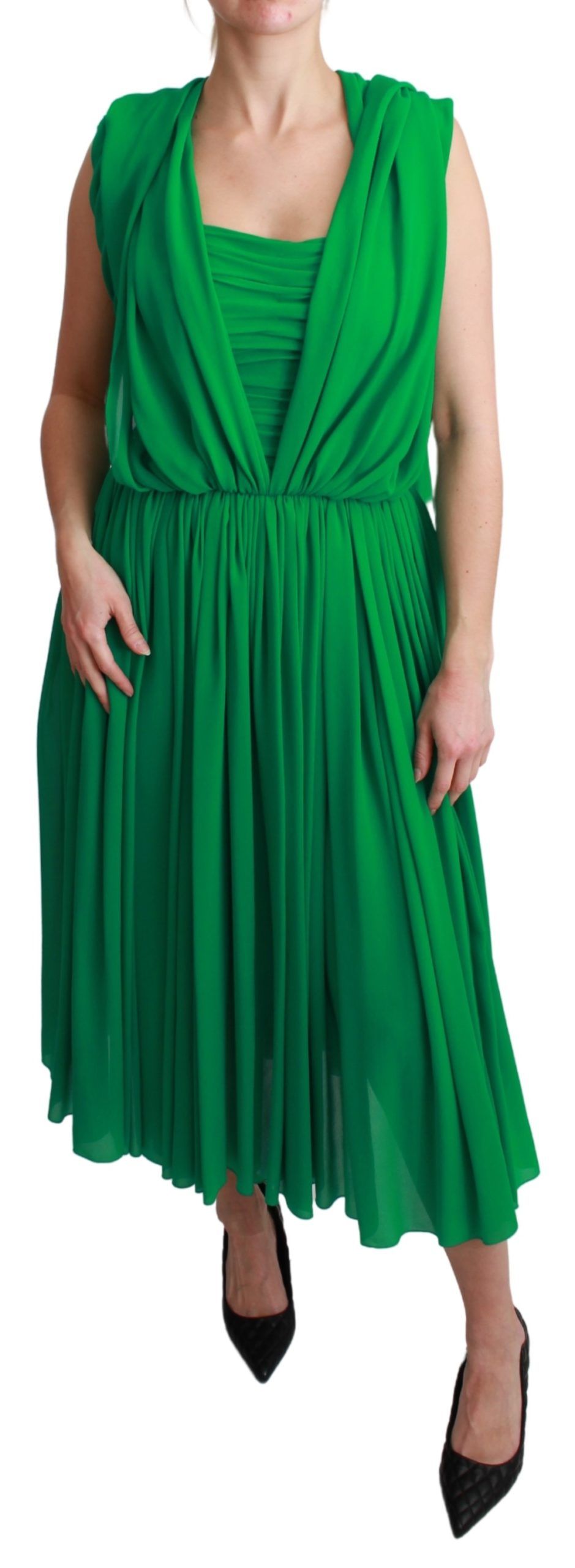 Dolce &amp; Gabbana Elegantes ärmelloses Maxikleid aus plissierter Seide