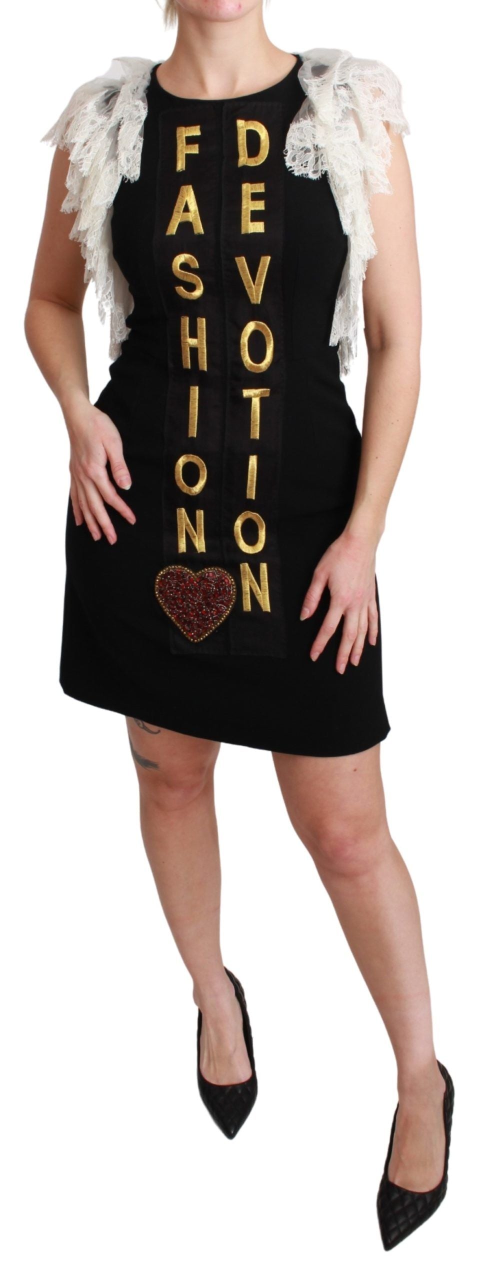Dolce &amp; Gabbana Schickes ärmelloses Etui-Minikleid mit Spitzendetail