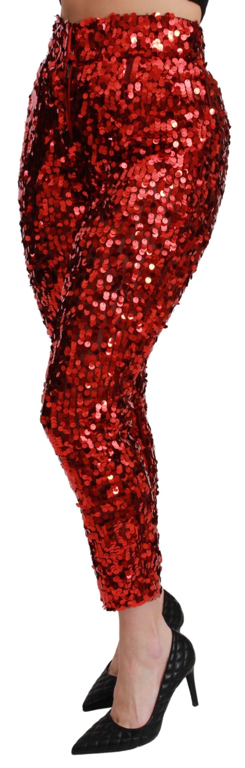 Pantaloni scurți eleganți cu talie înaltă Dolce &amp; Gabbana, roșii