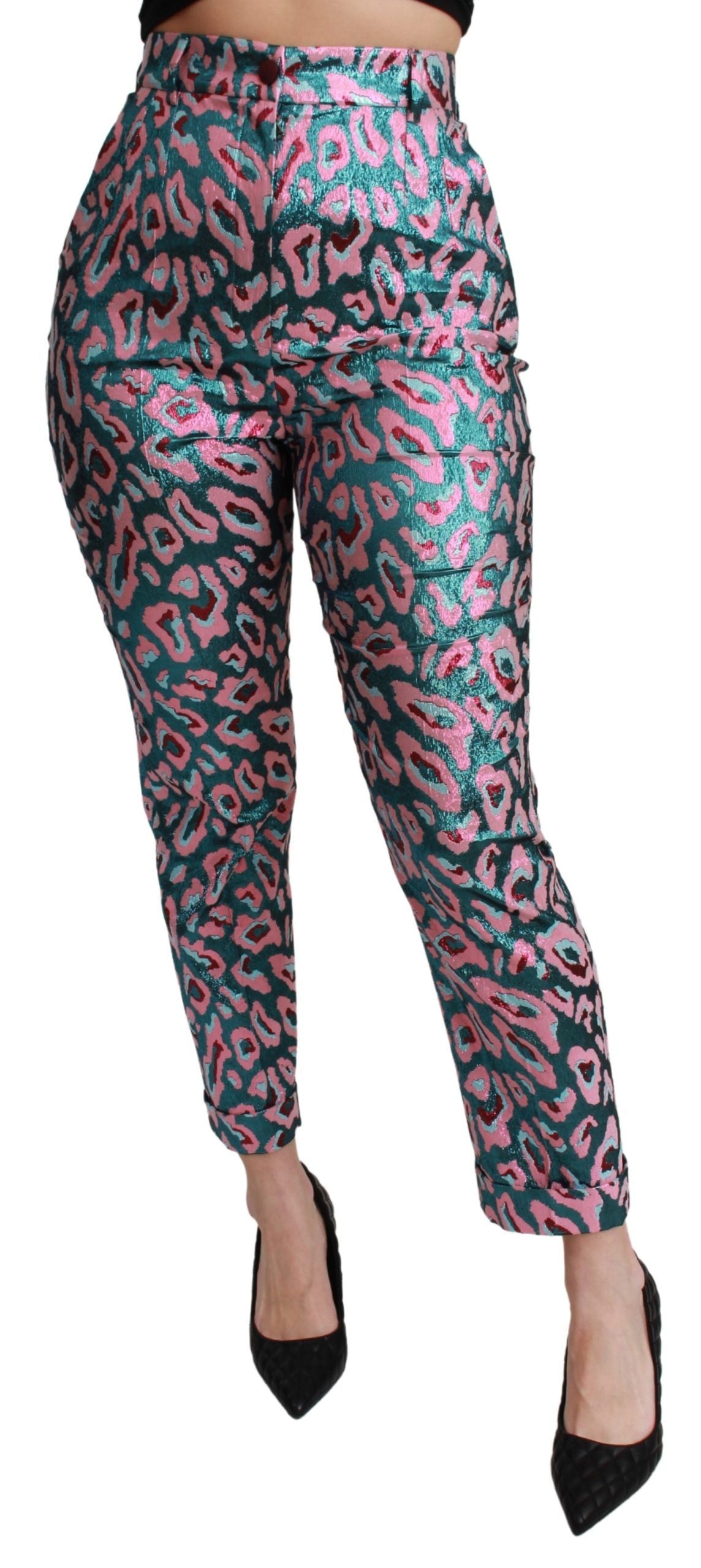 Dolce &amp; Gabbana – Elegante, hoch taillierte, verkürzte Hose aus Seidenmischung