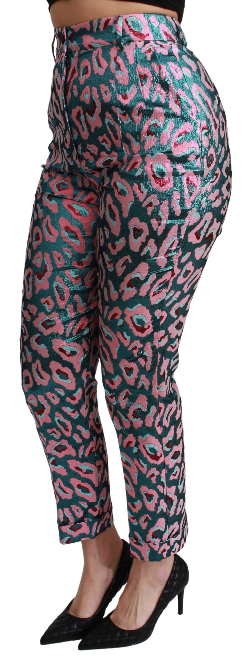 Dolce &amp; Gabbana Pantaloni eleganți crop cu talie înaltă din amestec de mătase