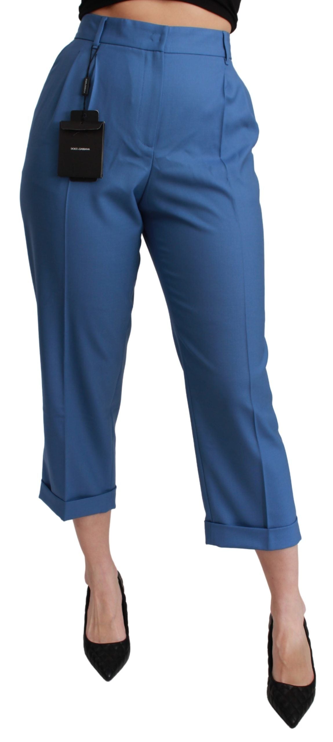 Dolce &amp; Gabbana Elegante Plissee-Hose aus Wolle mit Bündchen