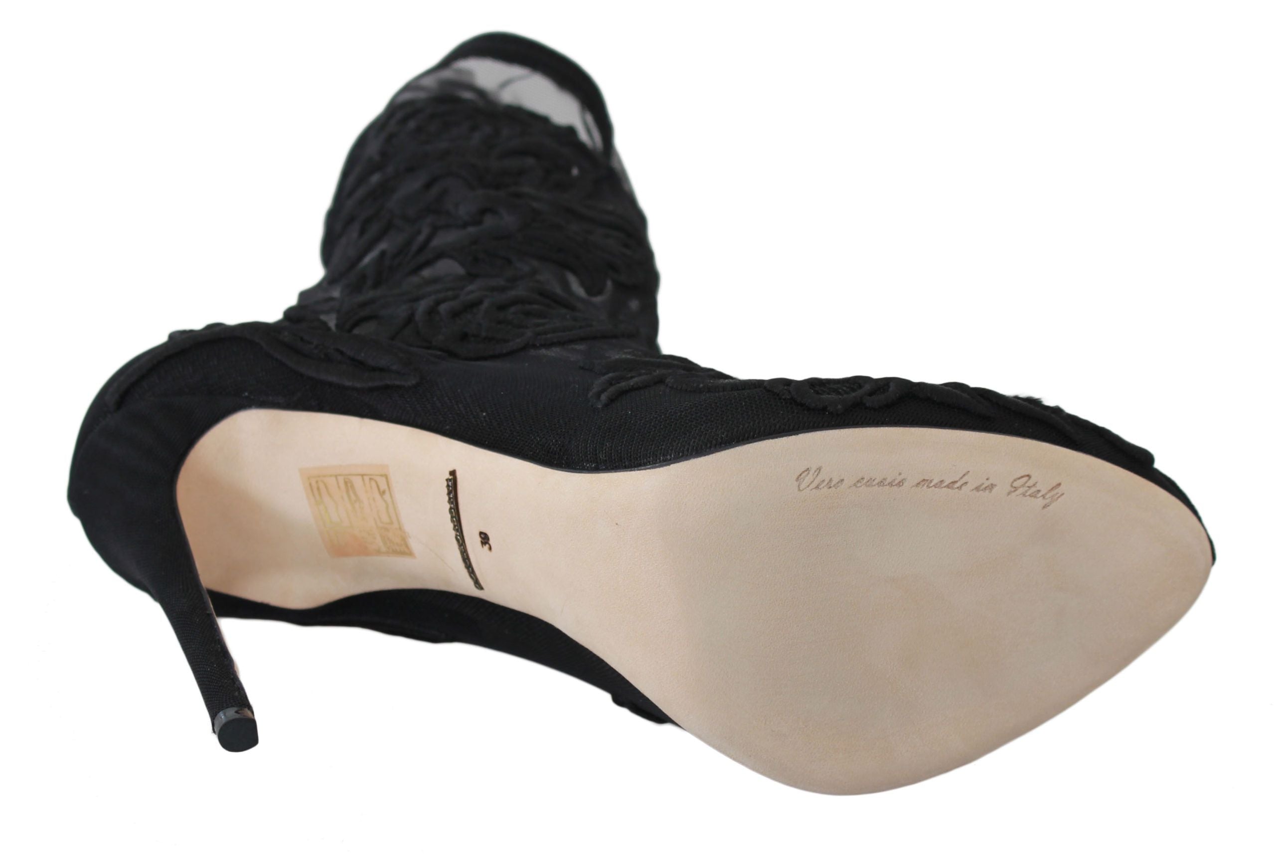Dolce &amp; Gabbana – Stiefeletten mit Stiletto-Socken und Blumenstickerei
