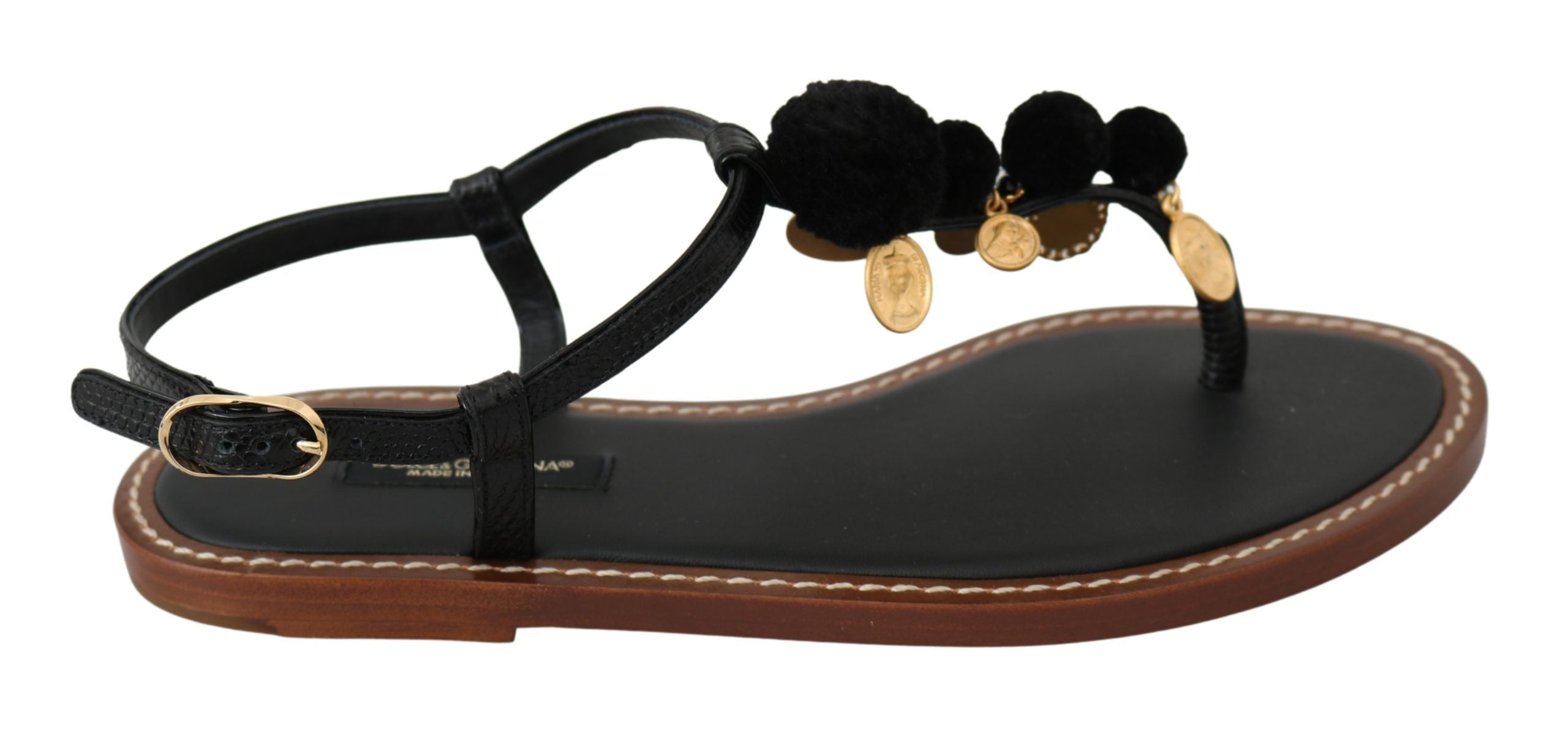 Dolce &amp; Gabbana – Flip-Flops mit Knöchelriemen und Pom-Pom-Muster