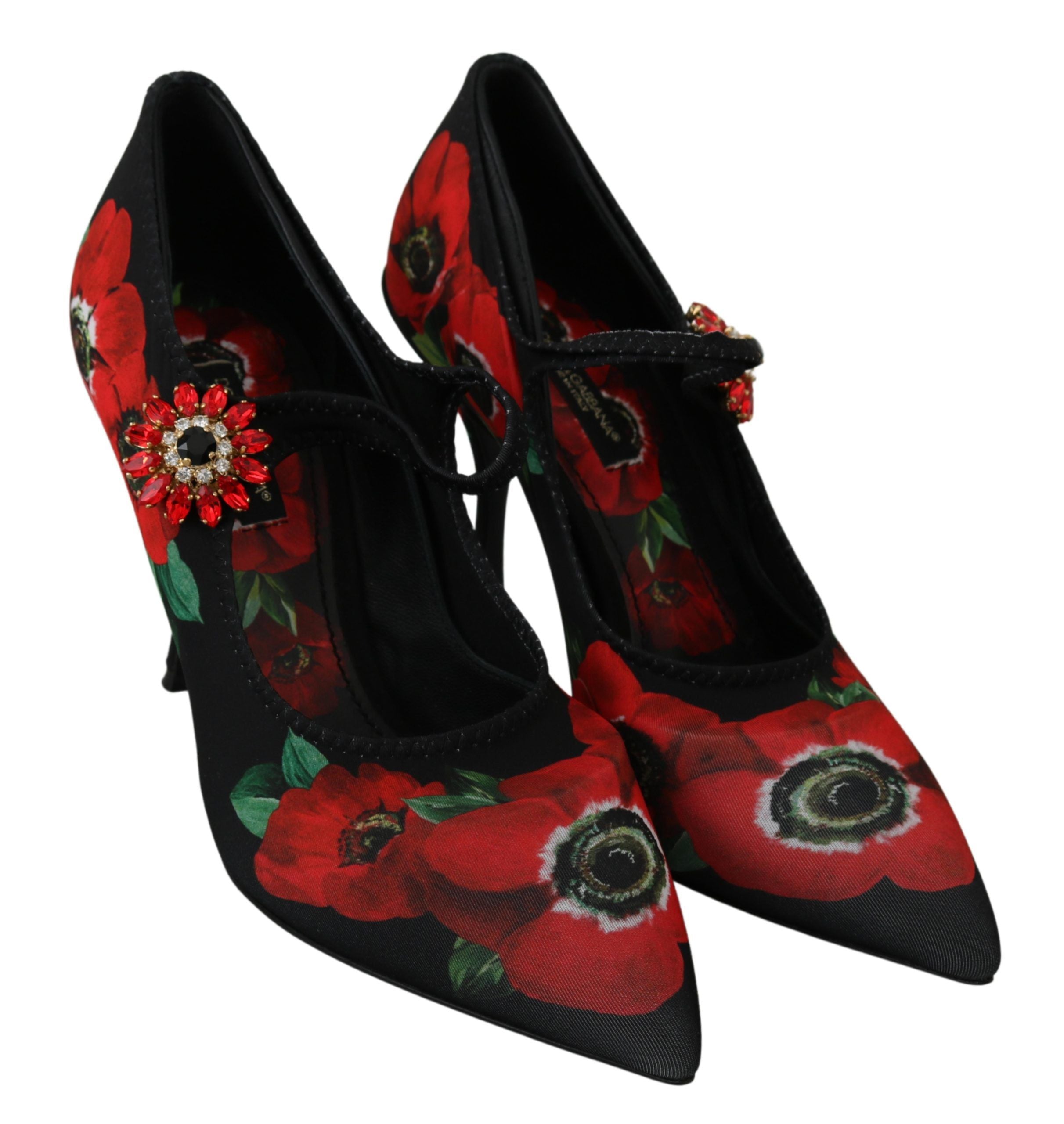 Dolce &amp; Gabbana – Mary-Janes-Pumps mit Blumenmuster und Kristalldetail