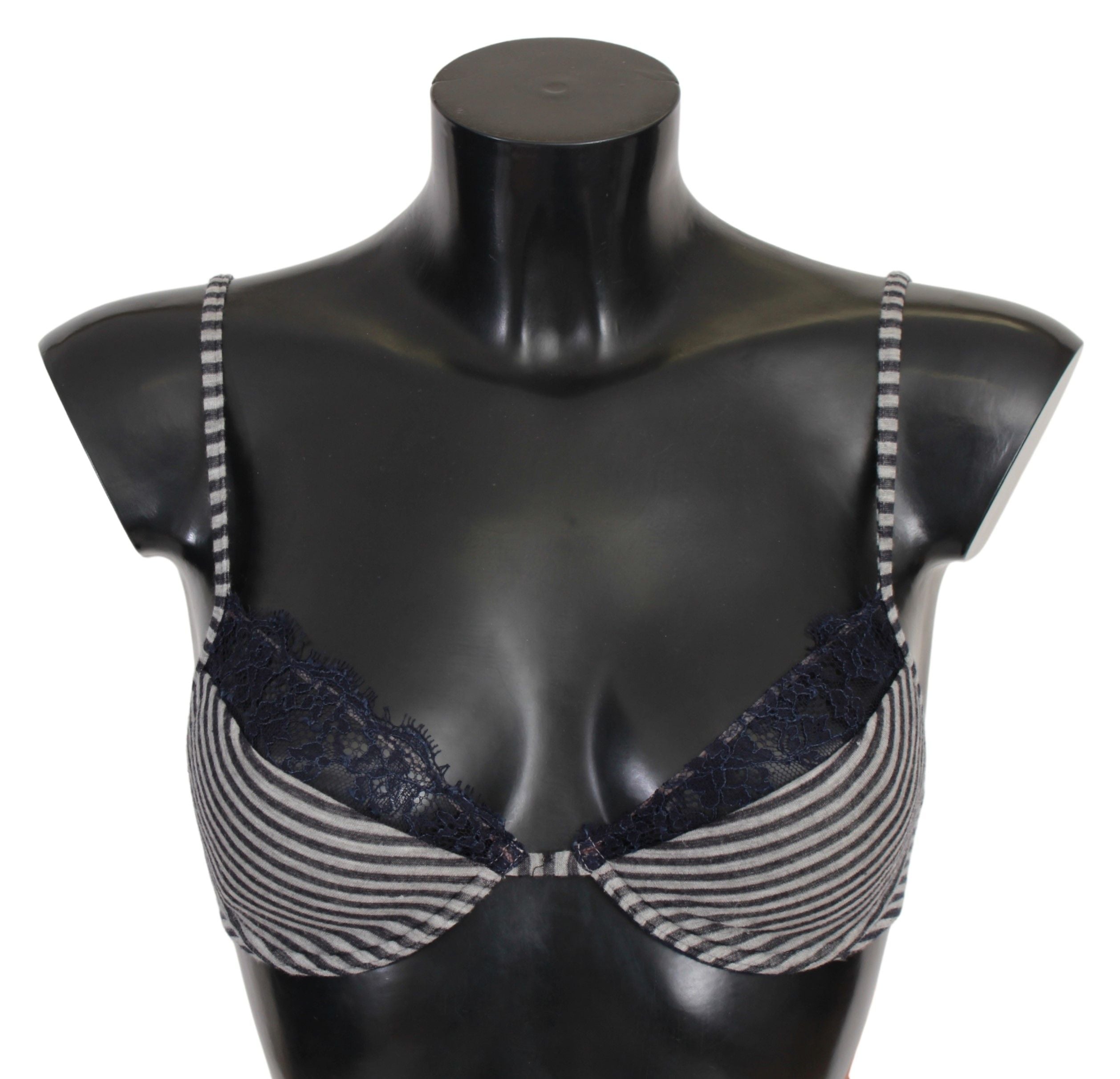 Ermanno Scervino blau gestreifter Reggiseno-Spitzen-BH