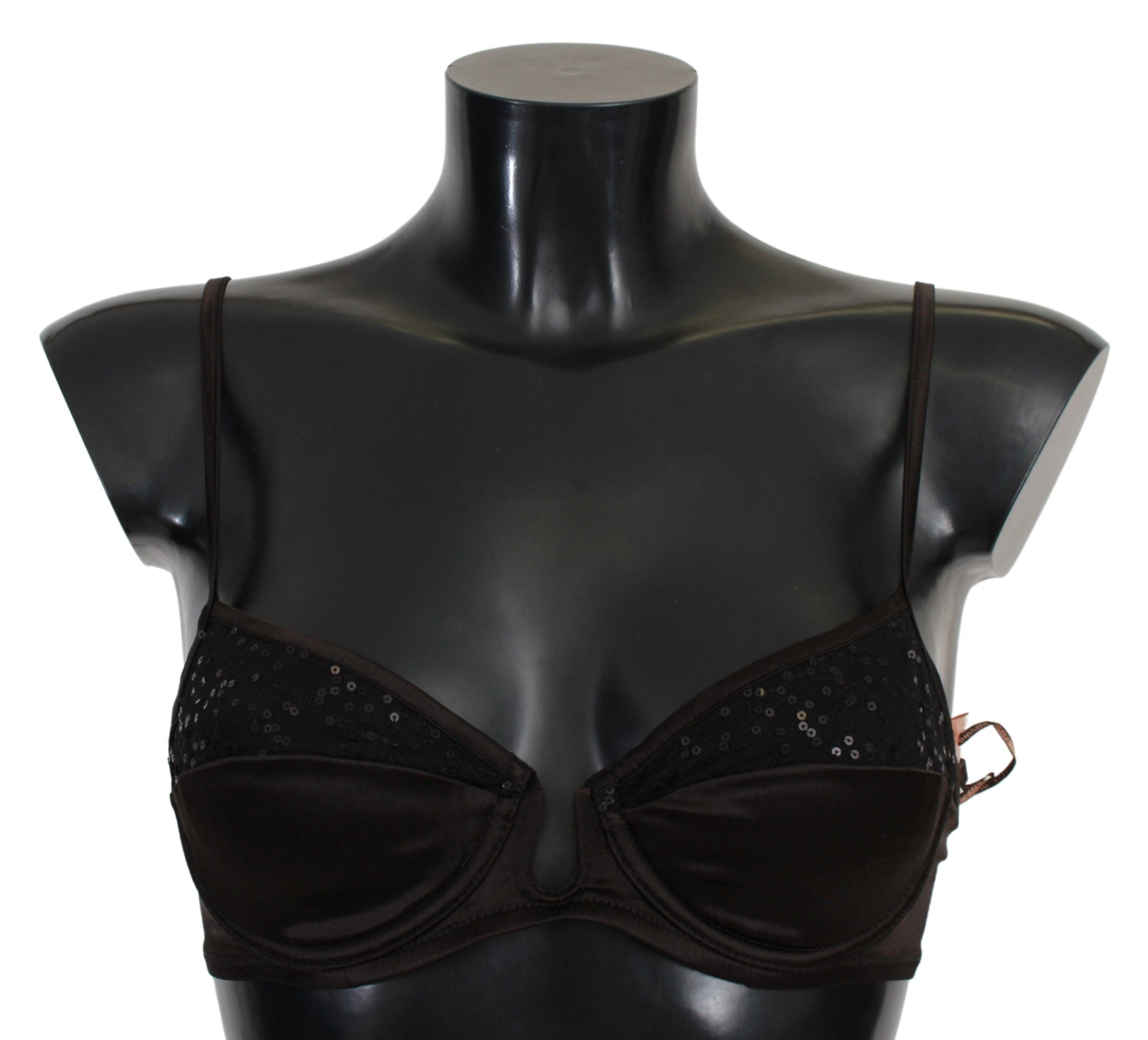 Brauner Balconette-BH von Ermanno Scervino mit Pailletten
