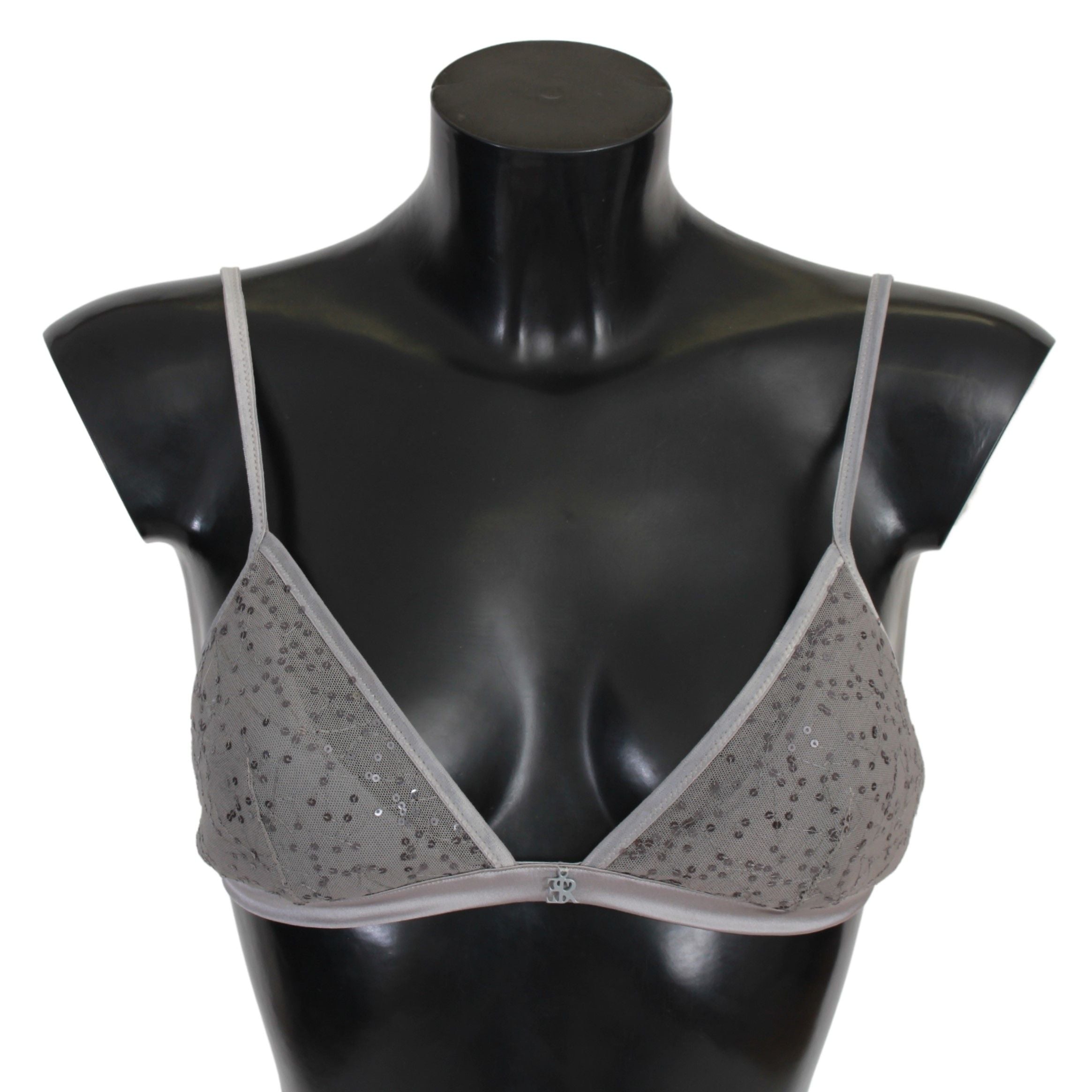 Ermanno Scervino Paillettengrauer Triangolo-BH Luxusunterwäsche