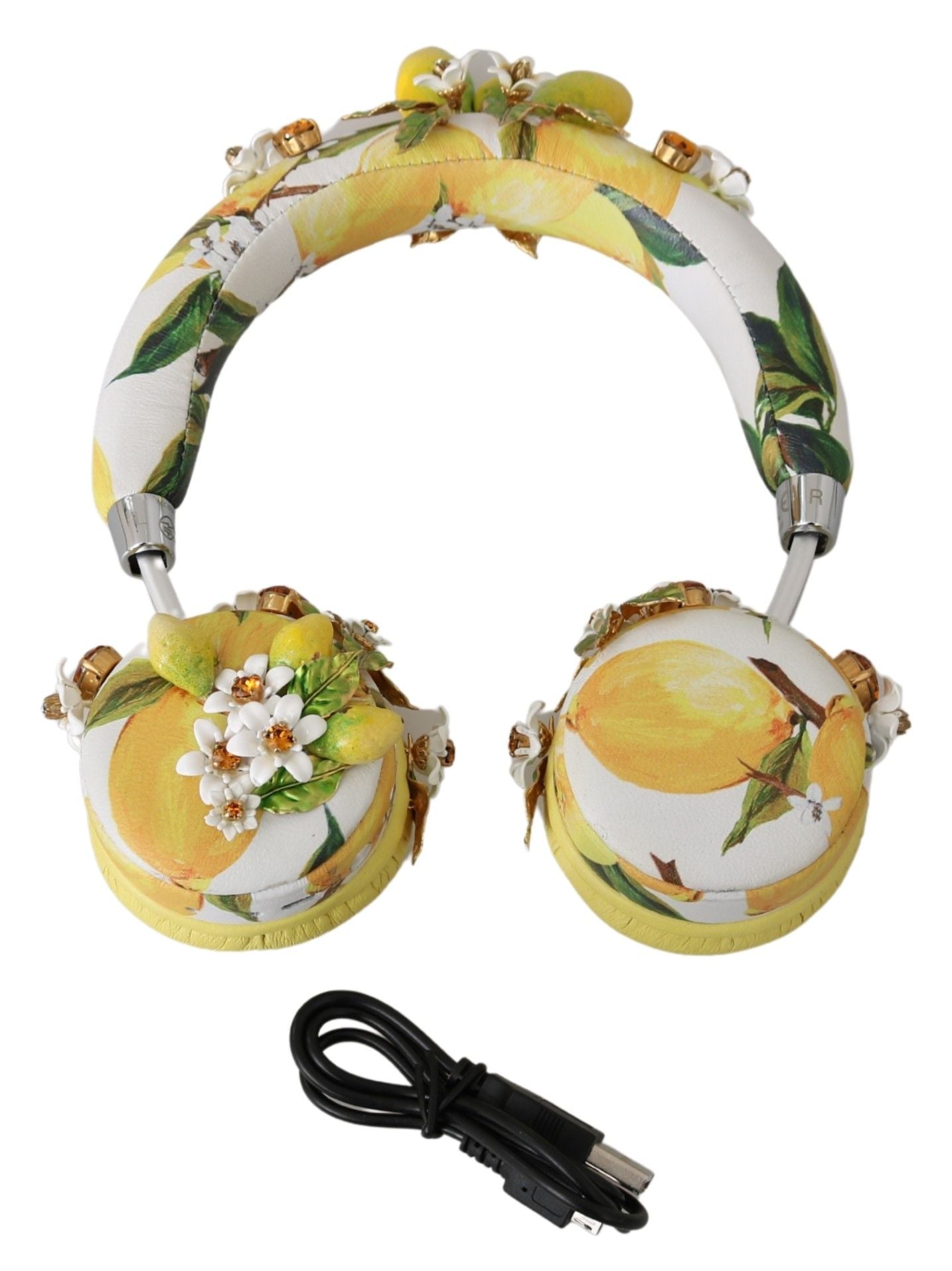 Dolce & Gabbana Yellow Lemon Crystal Floral Headset Headphones