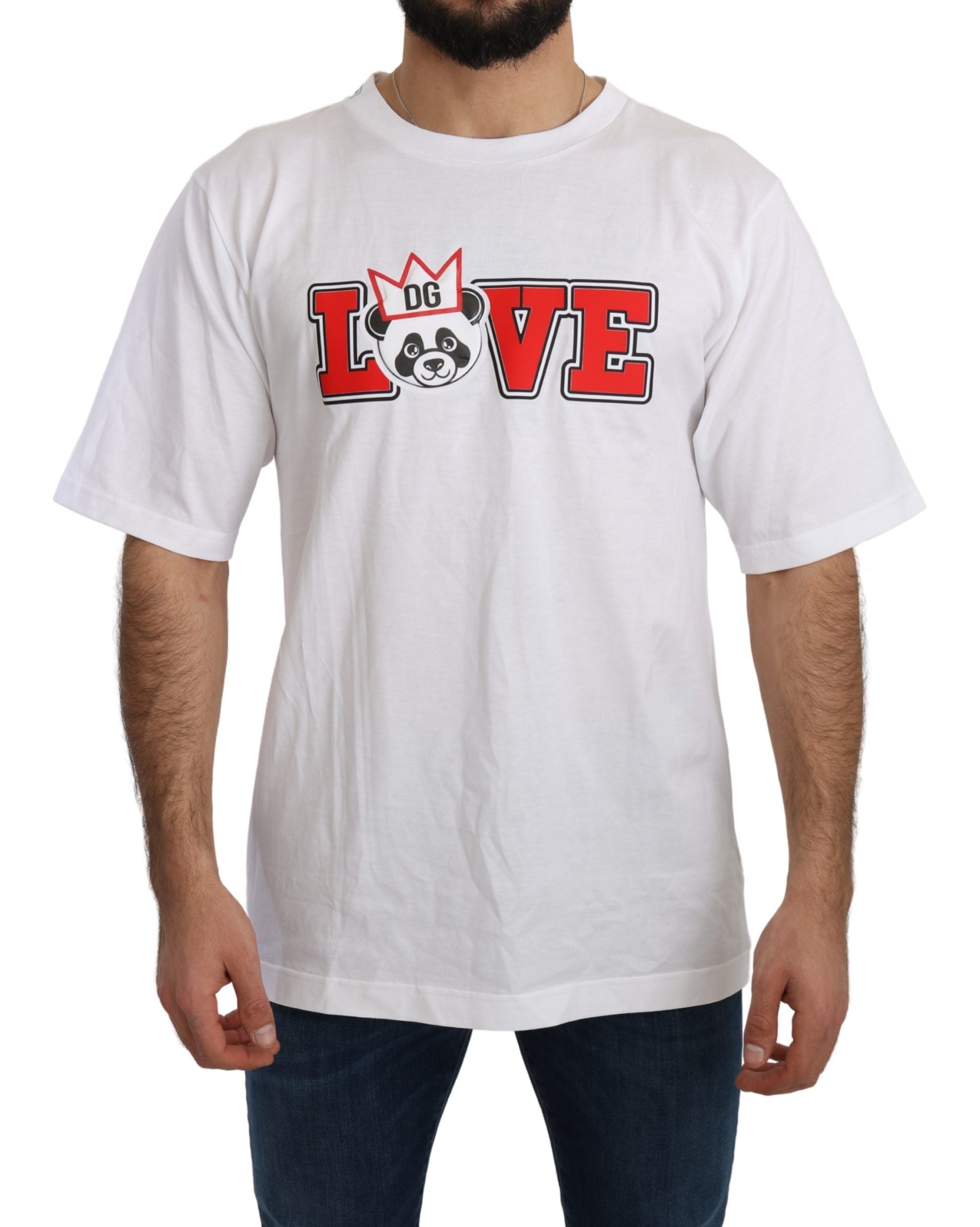 Tricou Dolce &amp; Gabbana Panda Love slim fit cu guler rotund