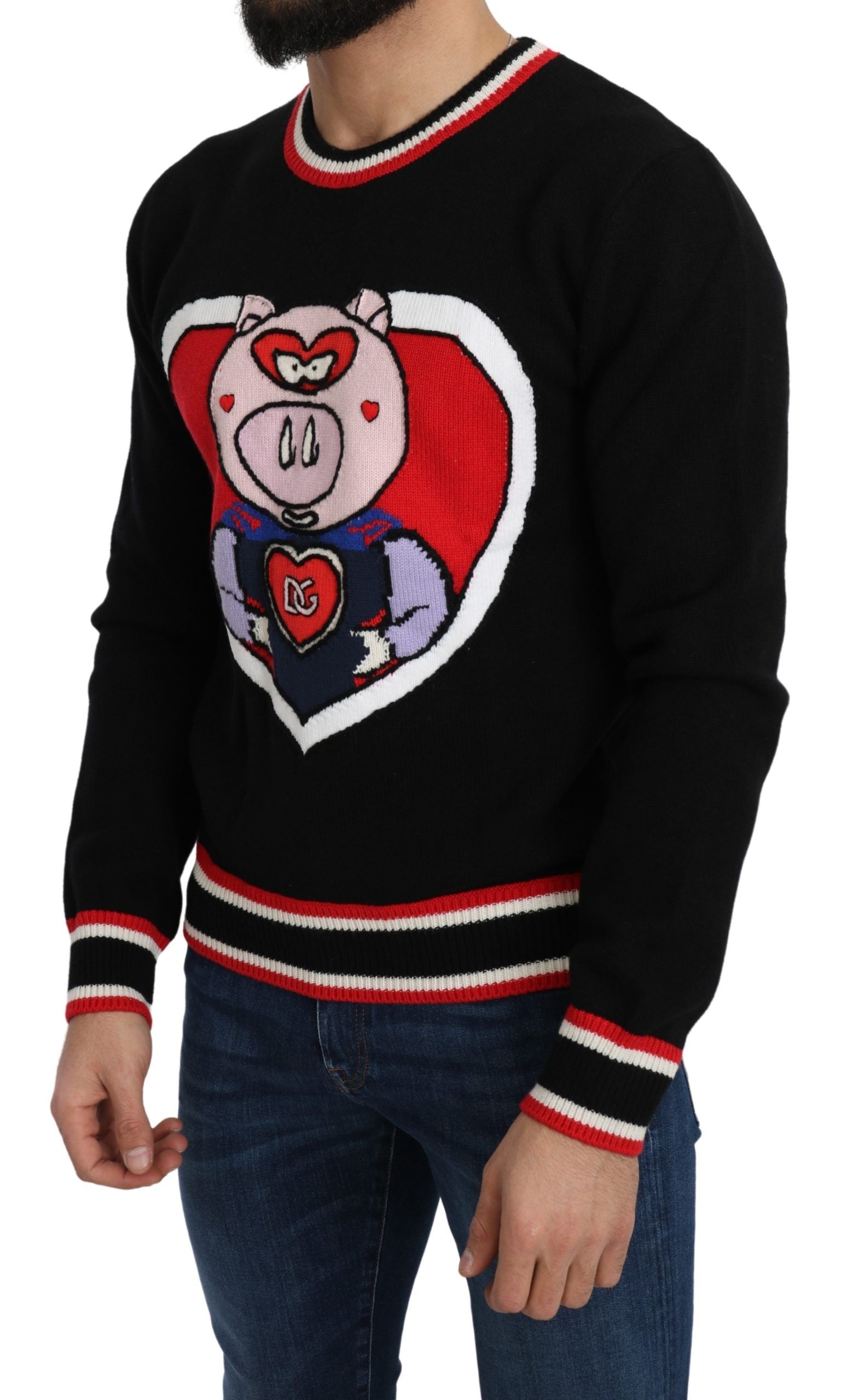 Dolce &amp; Gabbana Eleganter schwarzer Kaschmirpullover mit Rundhalsausschnitt