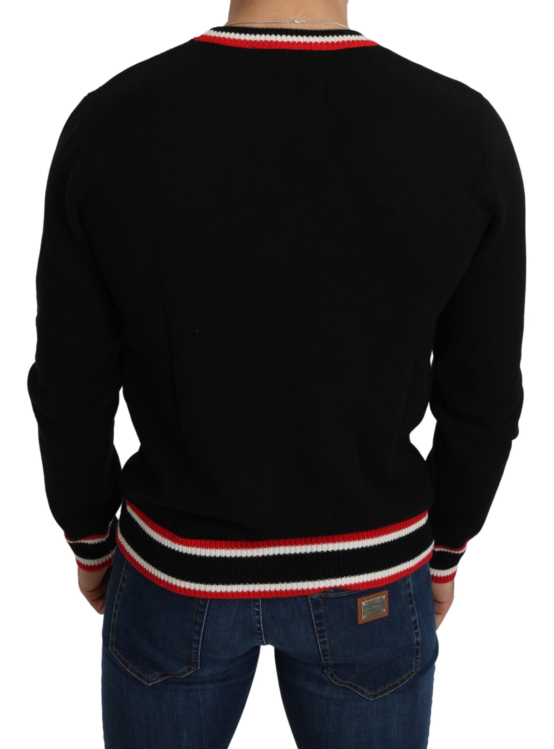Dolce &amp; Gabbana Eleganter schwarzer Kaschmirpullover mit Rundhalsausschnitt