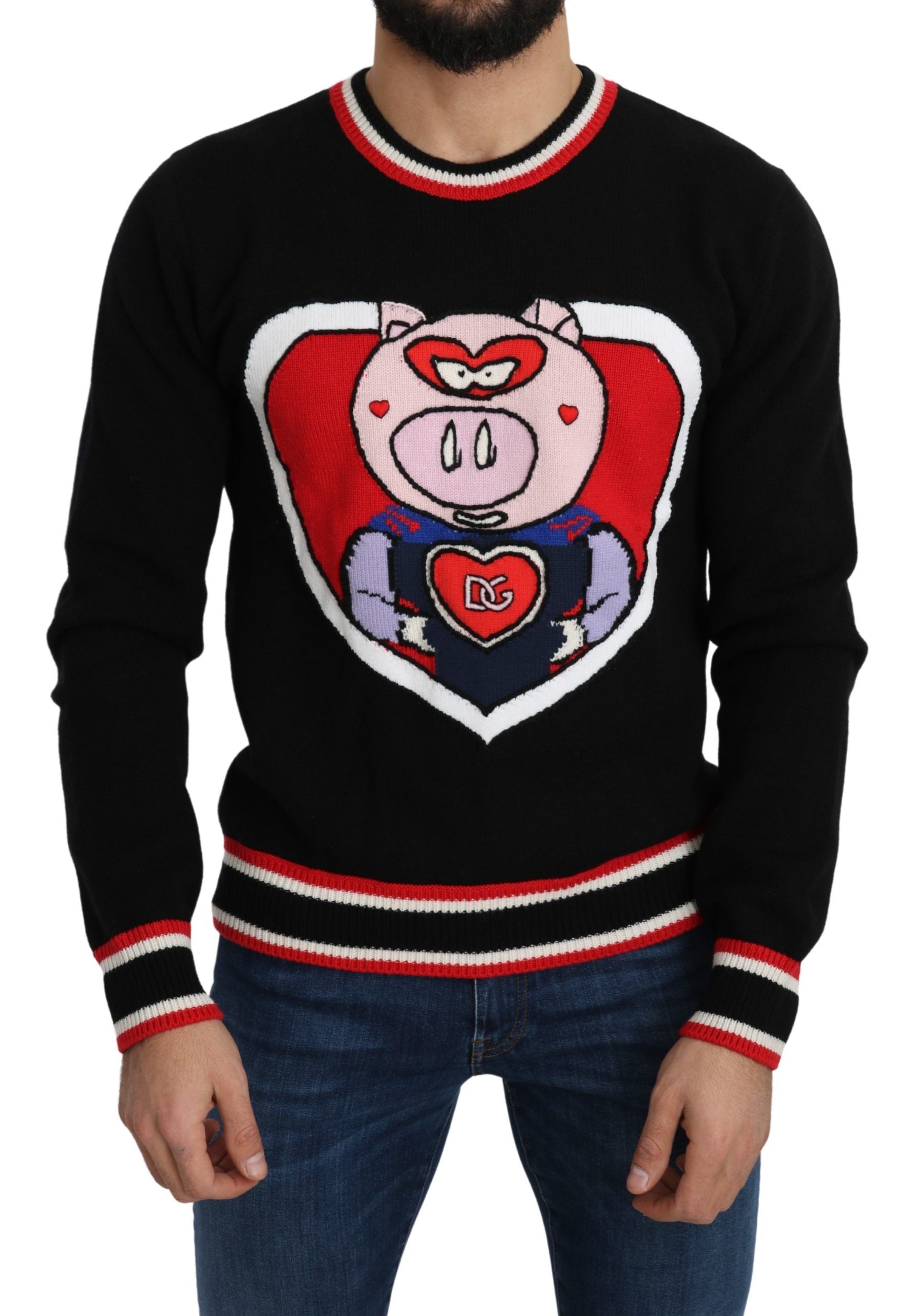 Dolce &amp; Gabbana Eleganter schwarzer Kaschmirpullover mit Rundhalsausschnitt