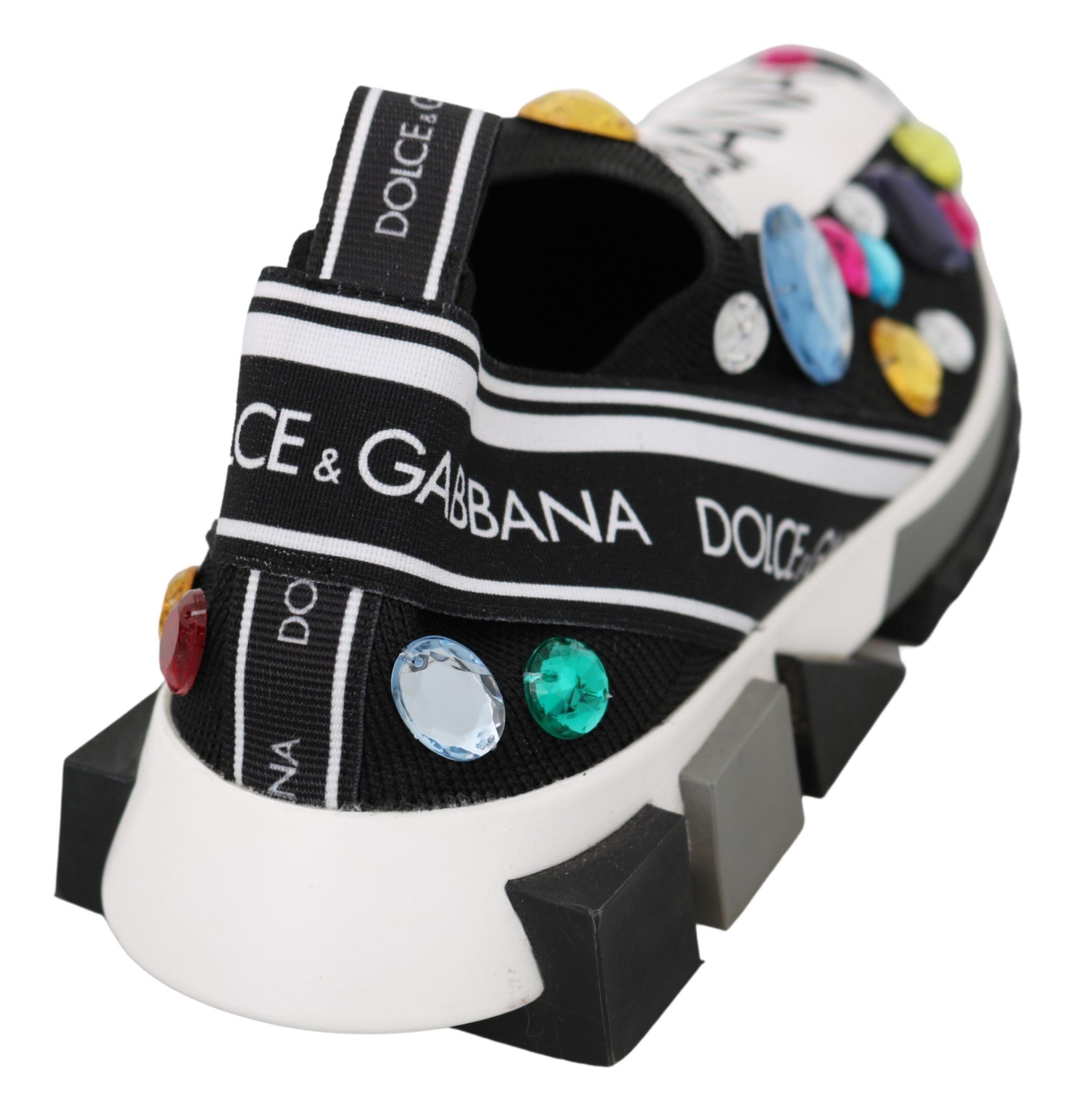 Dolce &amp; Gabbana – Schwarze Low-Top-Sneaker mit Kristallverzierung
