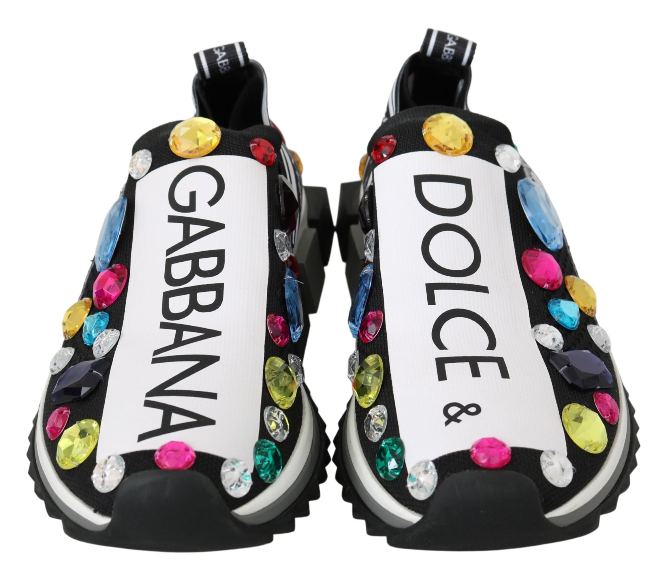 Dolce &amp; Gabbana – Schwarze Low-Top-Sneaker mit Kristallverzierung