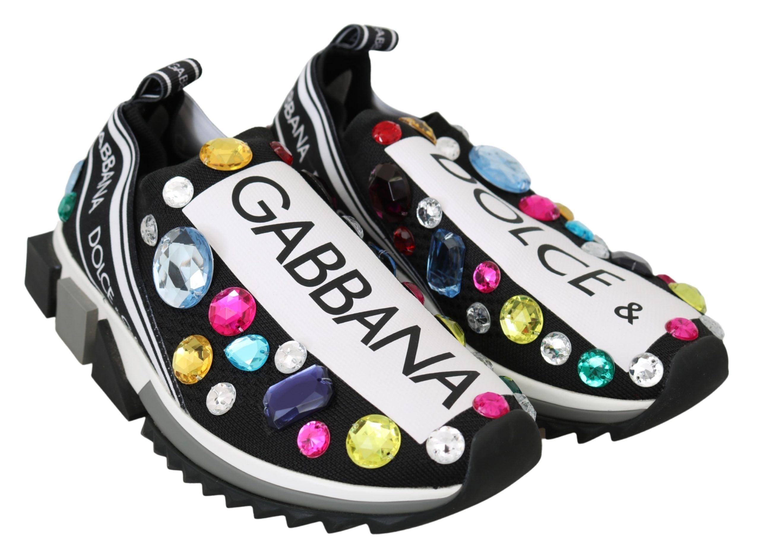 Dolce &amp; Gabbana – Schwarze Low-Top-Sneaker mit Kristallverzierung